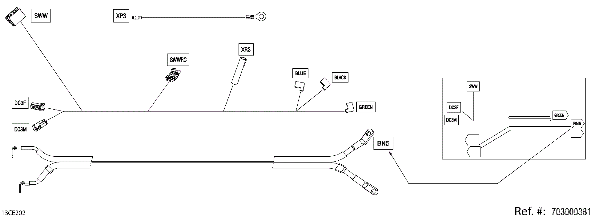 An Image of a Genuine Can-Am Parts Schematic Diagram showing the schematic - ELECTRIC - WINCH WIRING HARNESS - 710008183