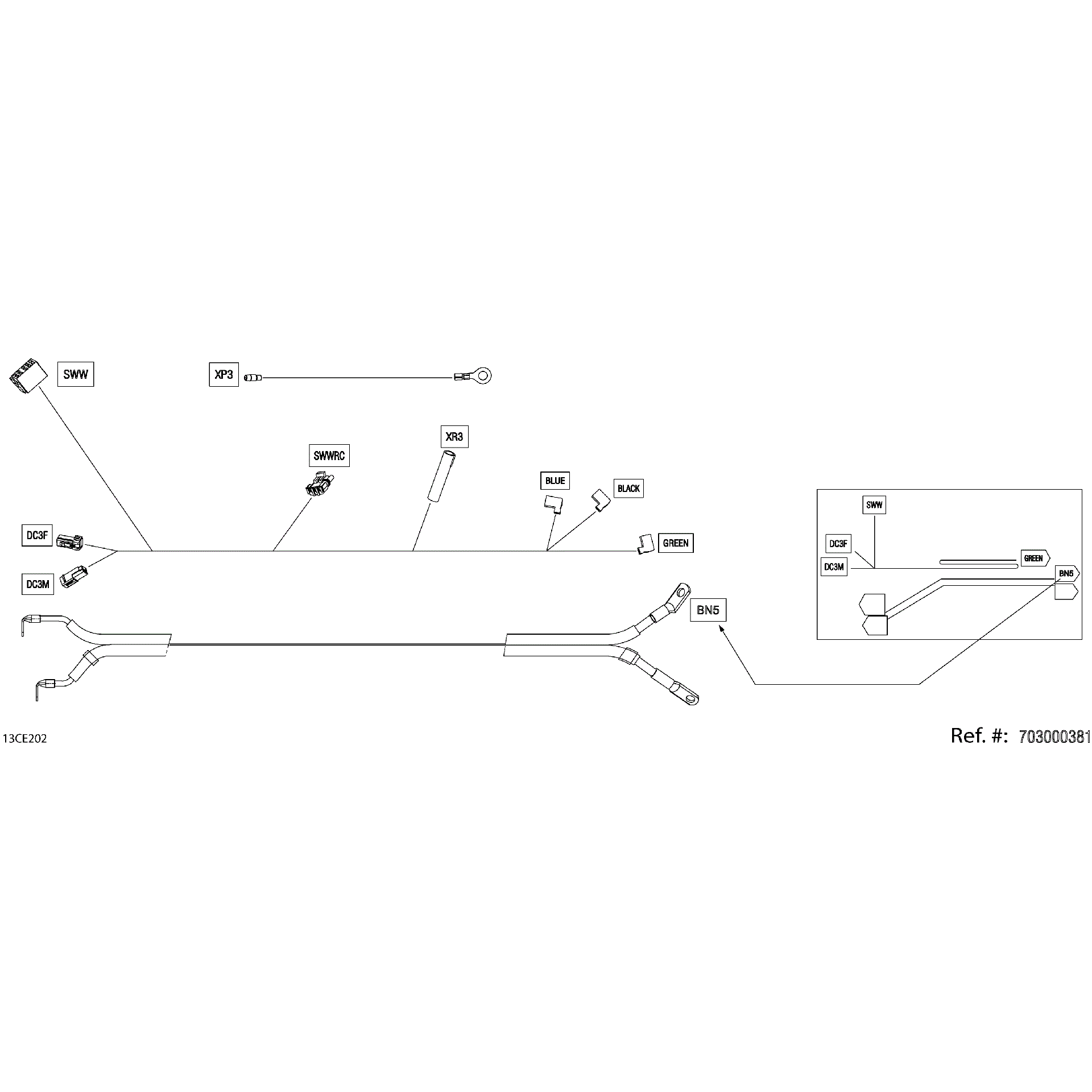An Image of a Genuine Can-Am Parts Schematic Diagram showing the schematic - ELECTRIC - WINCH WIRING HARNESS - 710008183