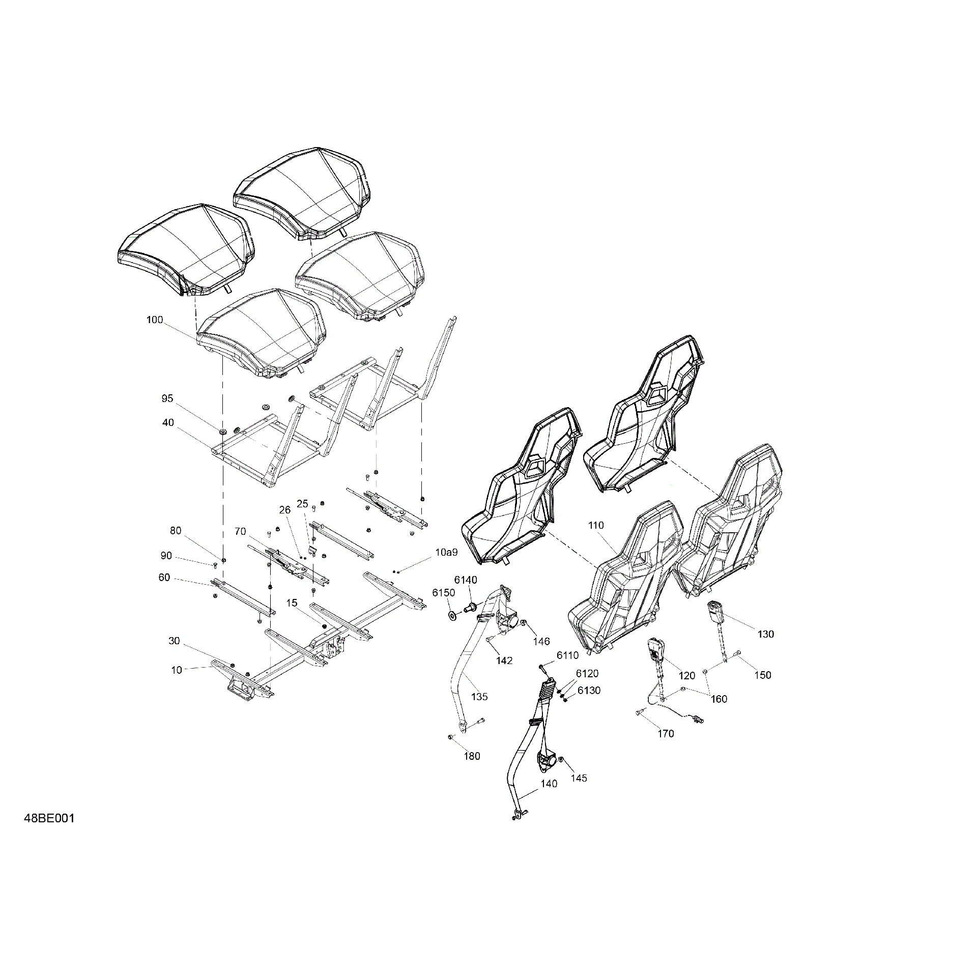 An Image of a Genuine Can-Am Parts Schematic Diagram showing the schematic - BODY - SEAT