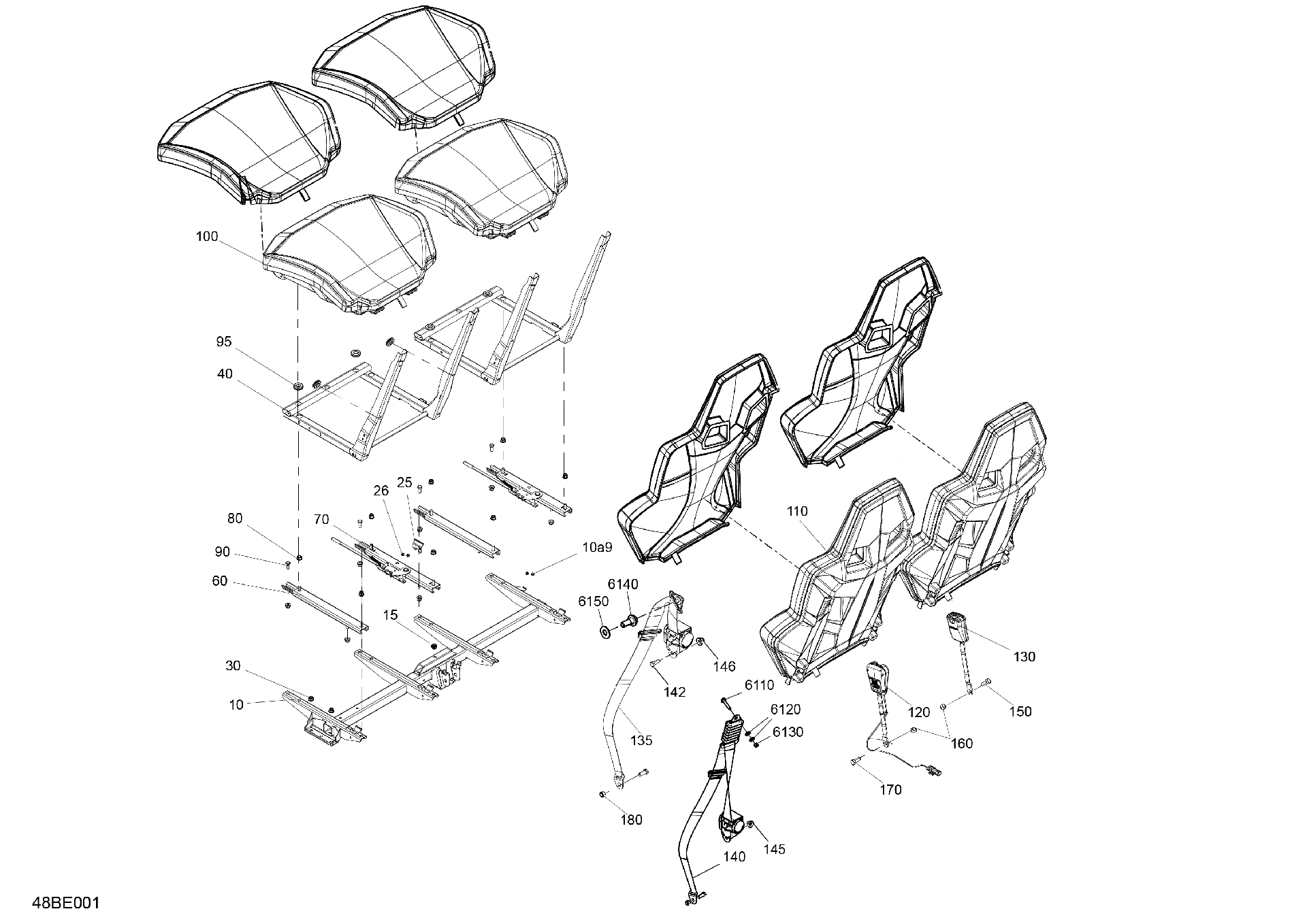 An Image of a Genuine Can-Am Parts Schematic Diagram showing the schematic - BODY - SEAT