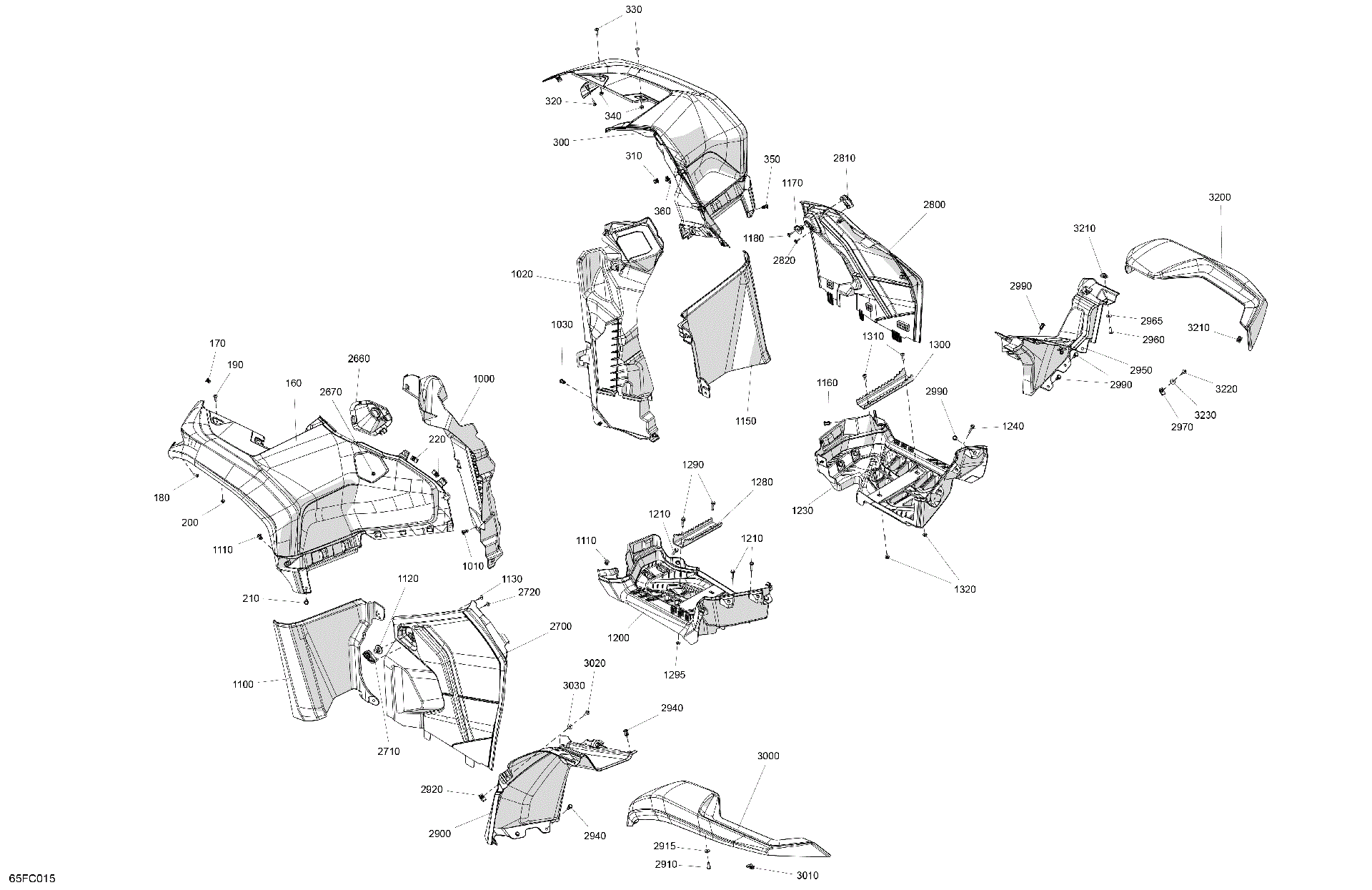 An Image of a Genuine Can-Am Parts Schematic Diagram showing the schematic - BODY - FENDER KIT