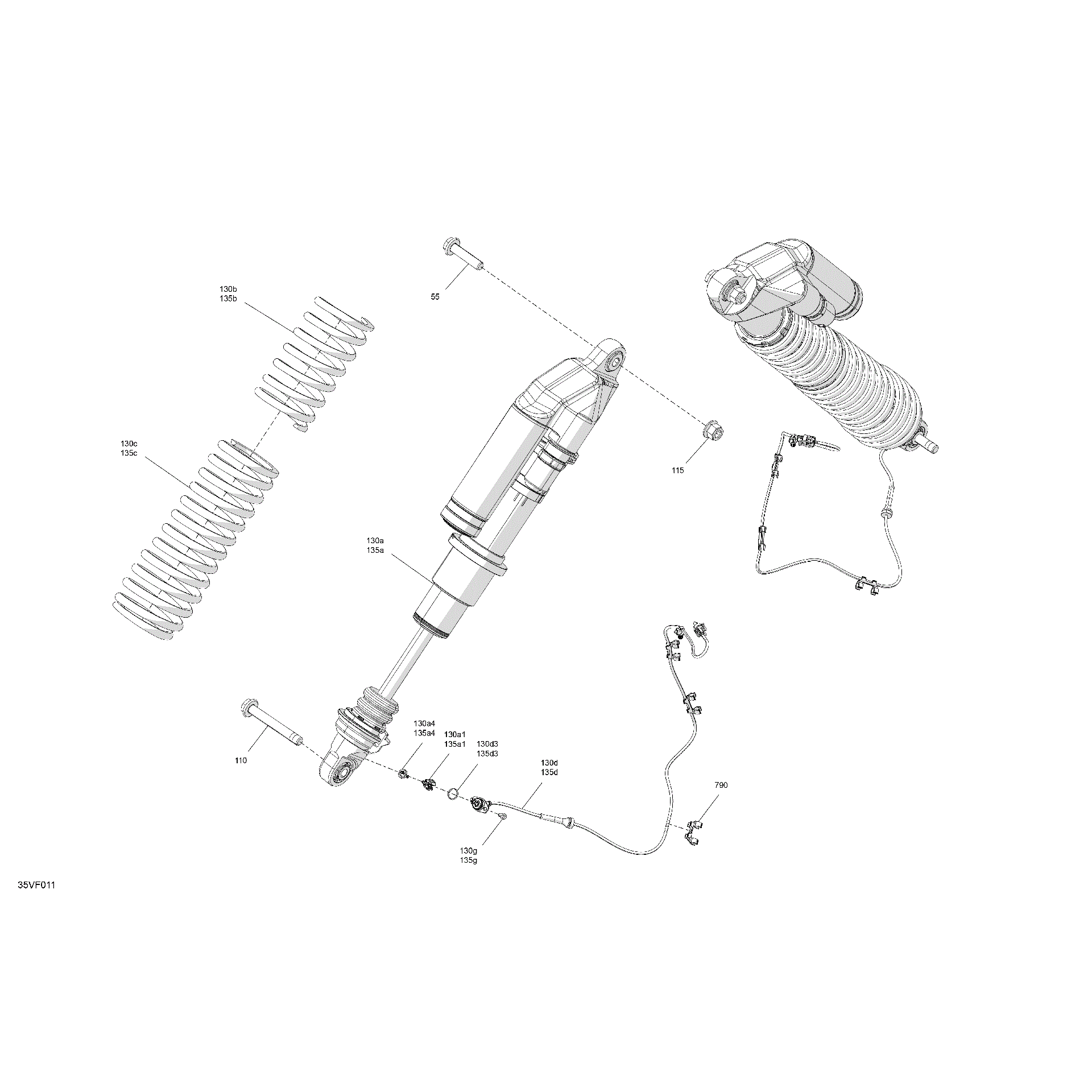 An Image of a Genuine Can-Am Parts Schematic Diagram showing the schematic - SUSPENSION - FRONT SHOCKS