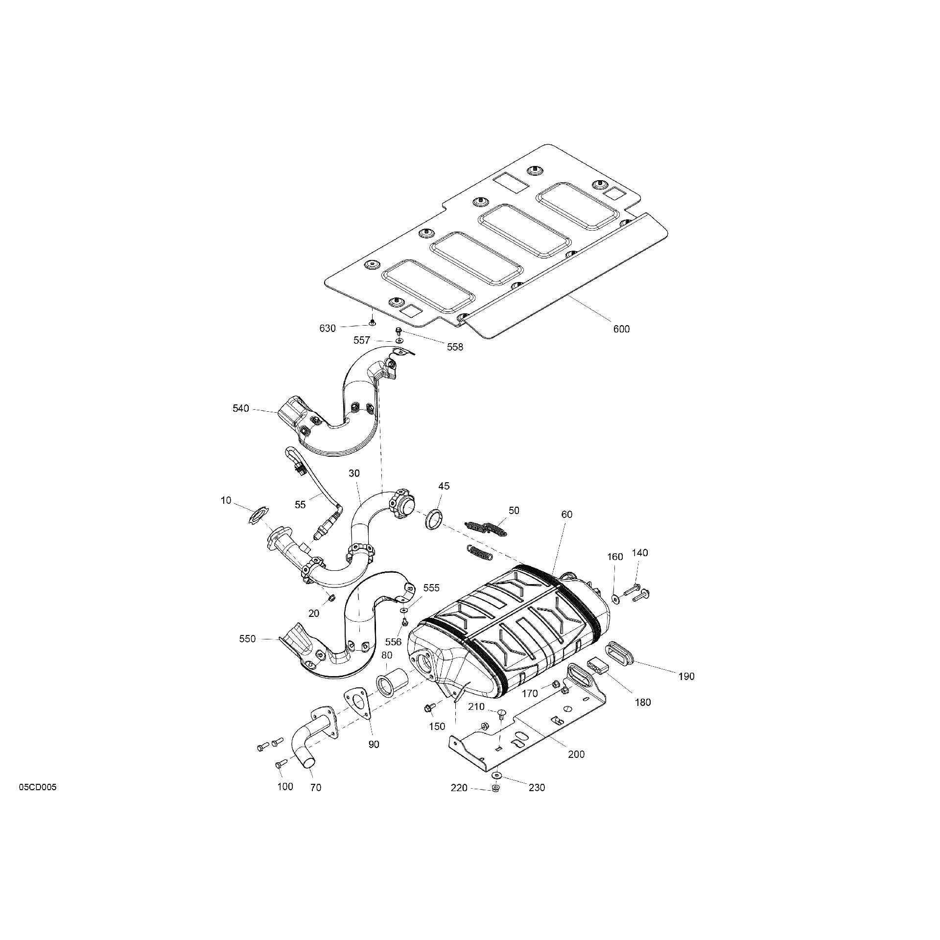 An Image of a Genuine Can-Am Parts Schematic Diagram showing the schematic - ENGINE - EXHAUST