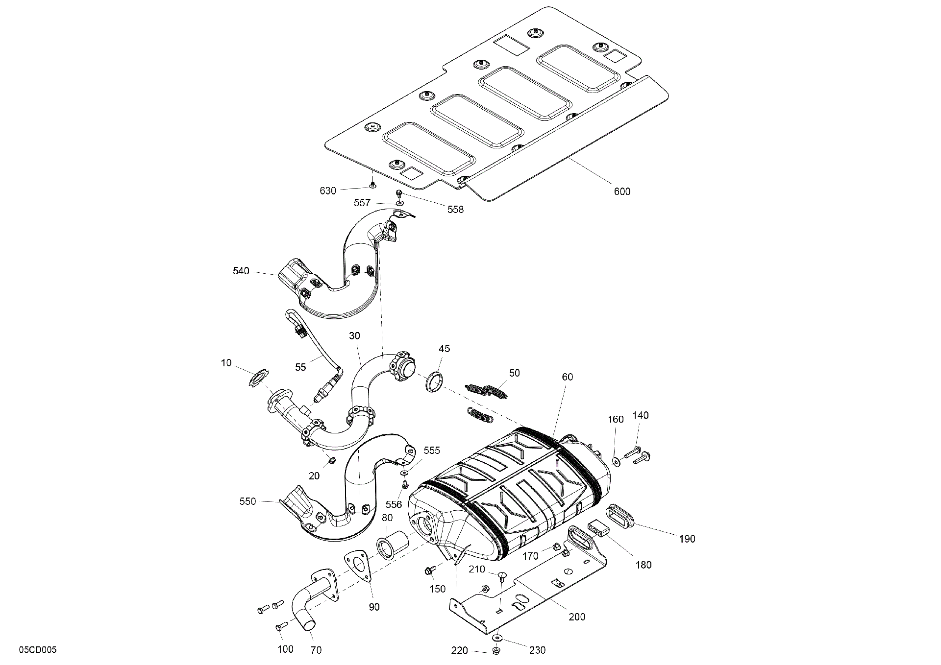 An Image of a Genuine Can-Am Parts Schematic Diagram showing the schematic - ENGINE - EXHAUST
