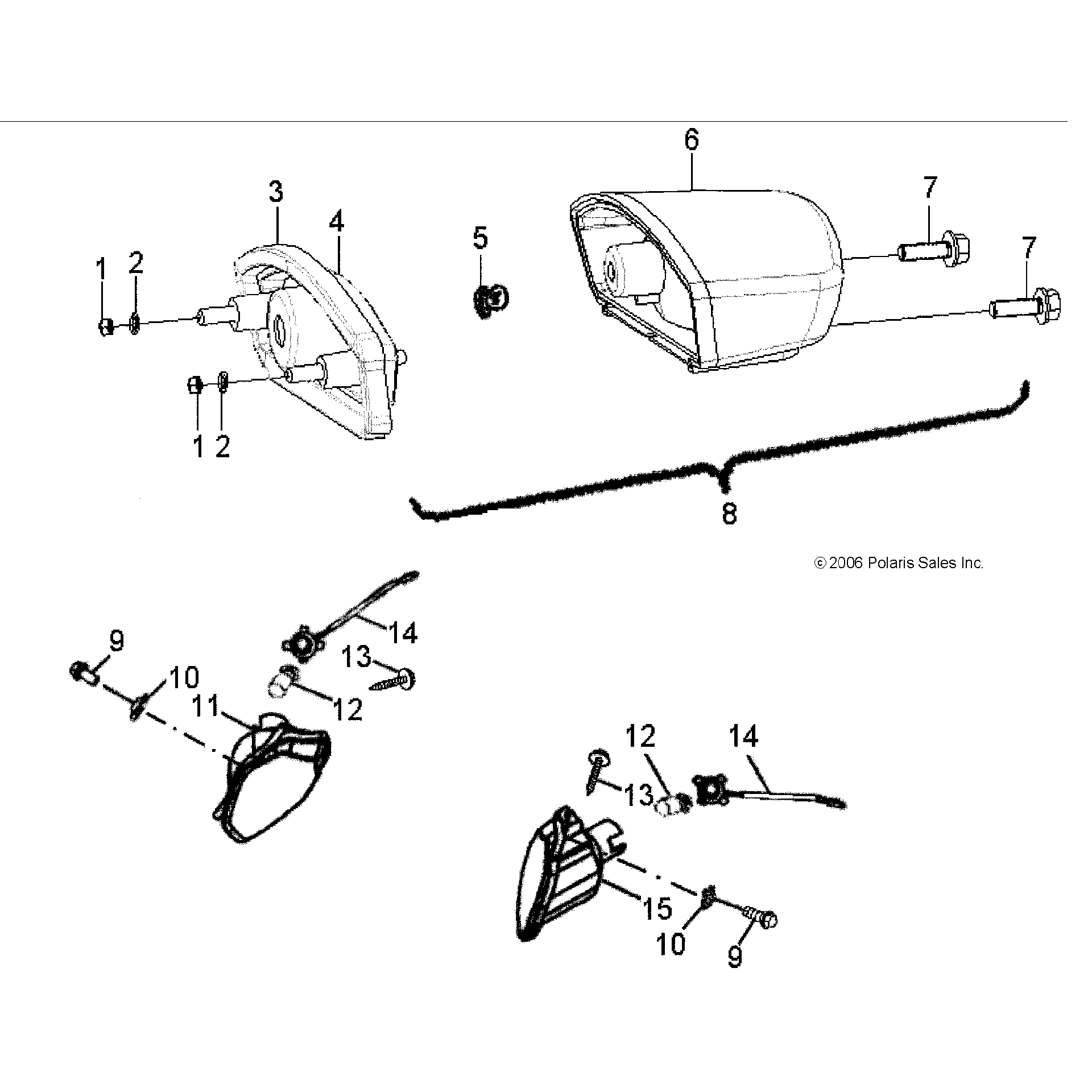 An Image of a Genuine Polaris Parts Schematic Diagram showing the schematic - ELECTRICAL: HEADLIGHT and TAILLIGHT - 2019 POLARIS OUTLAW 110