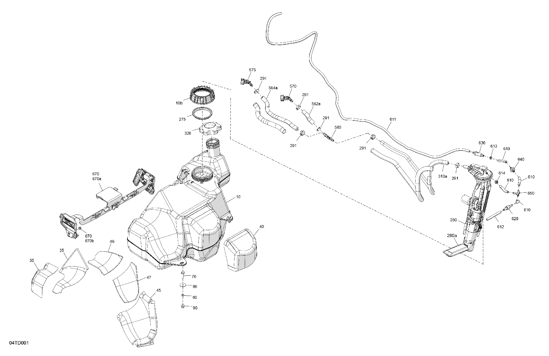 An Image of a Genuine Can-Am Parts Schematic Diagram showing the schematic - ENGINE - FUEL