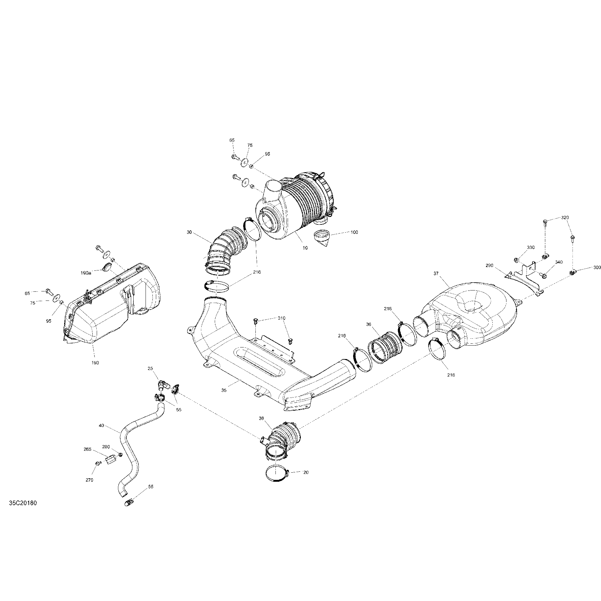 An Image of a Genuine Can-Am Parts Schematic Diagram showing the schematic - ENGINE - AIR INTAKE - PRO