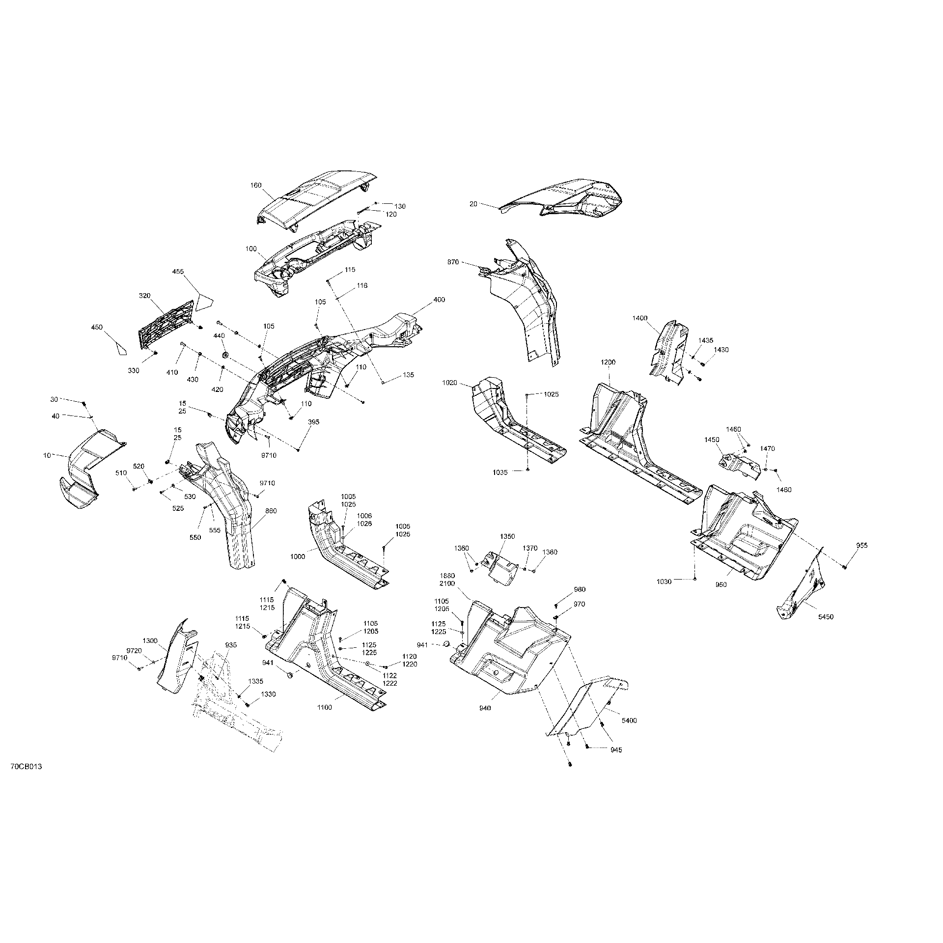 An Image of a Genuine Can-Am Parts Schematic Diagram showing the schematic - BODY - SYSTEM