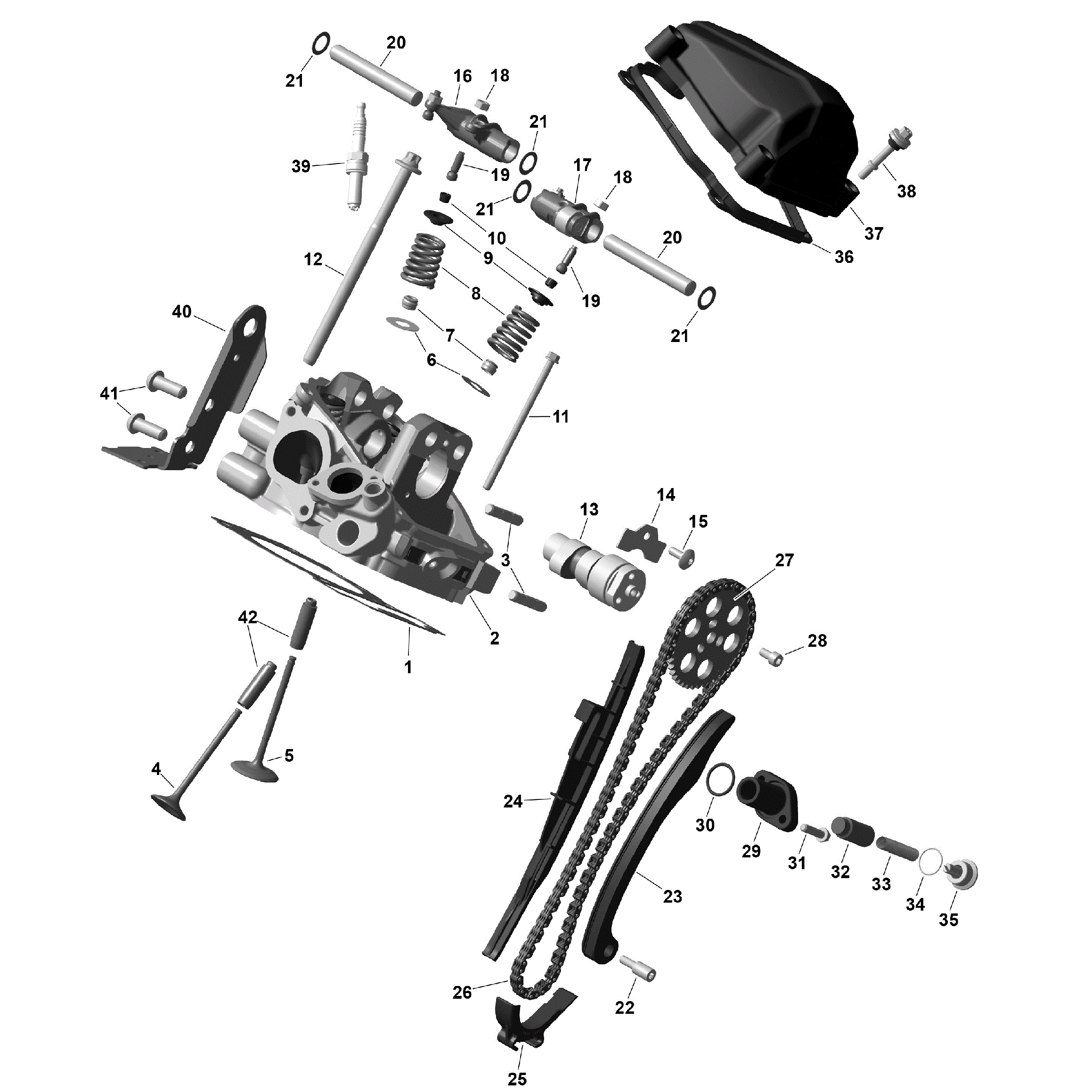 An Image of a Genuine Can-Am Parts Schematic Diagram showing the schematic - ROTAX - REAR CYLINDER HEAD