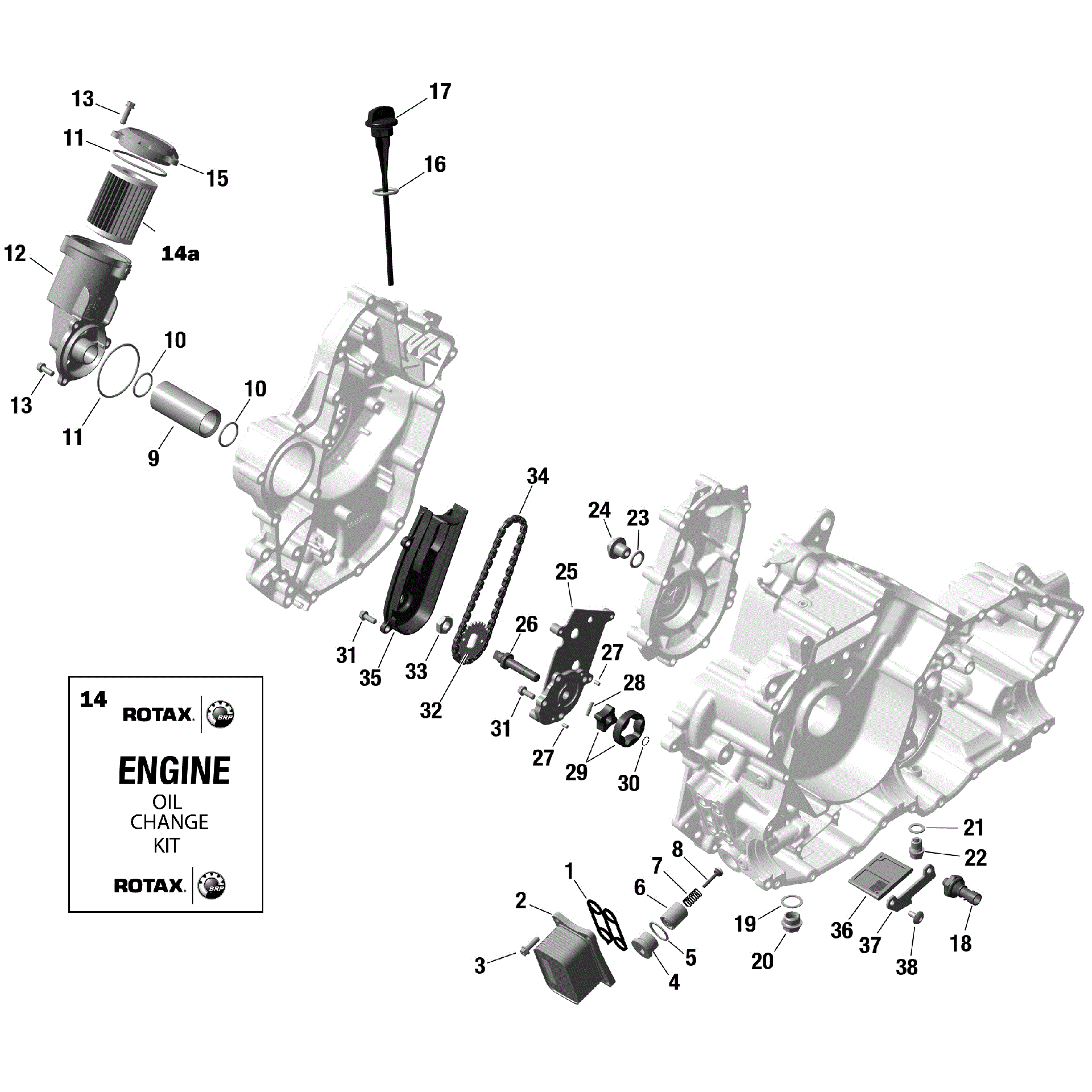 An Image of a Genuine Can-Am Parts Schematic Diagram showing the schematic - ROTAX - ENGINE LUBRICATION