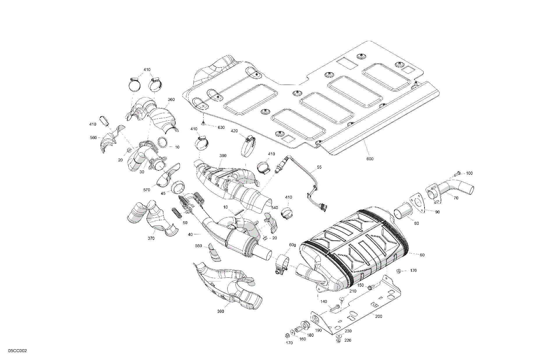 An Image of a Genuine Can-Am Parts Schematic Diagram showing the schematic - ENGINE - EXHAUST