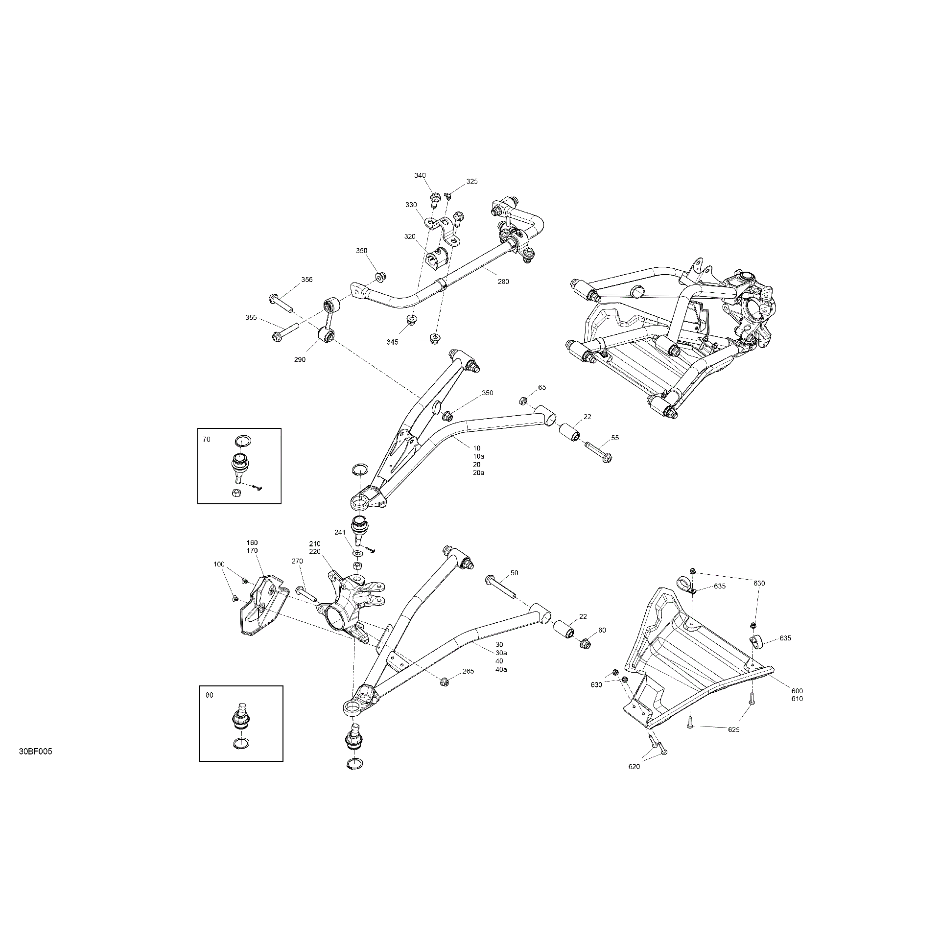 An Image of a Genuine Can-Am Parts Schematic Diagram showing the schematic - SUSPENSION - FRONT COMPONENTS