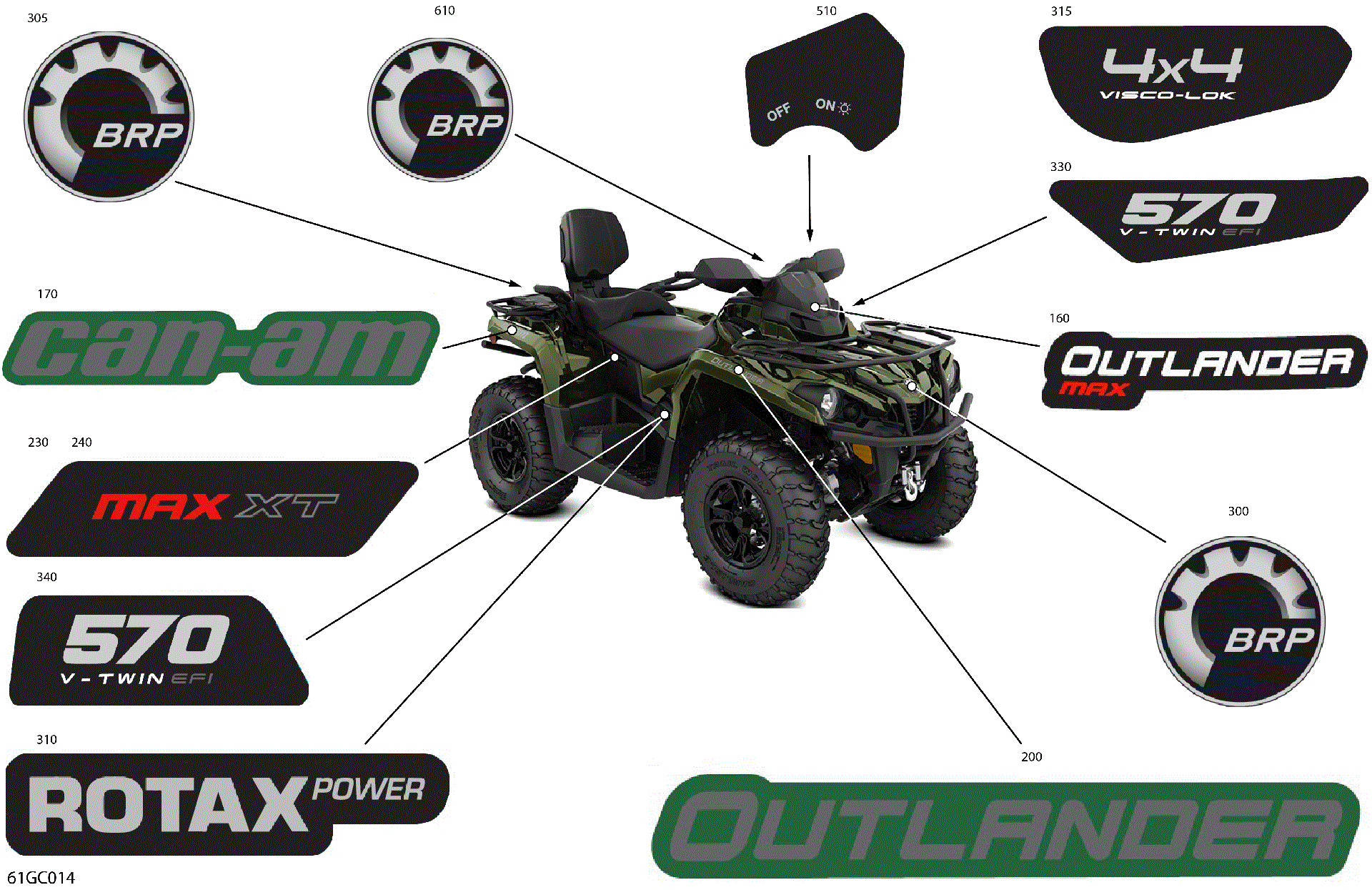 An Image of a Genuine Can-Am Parts Schematic Diagram showing the schematic - BODY - DECALS