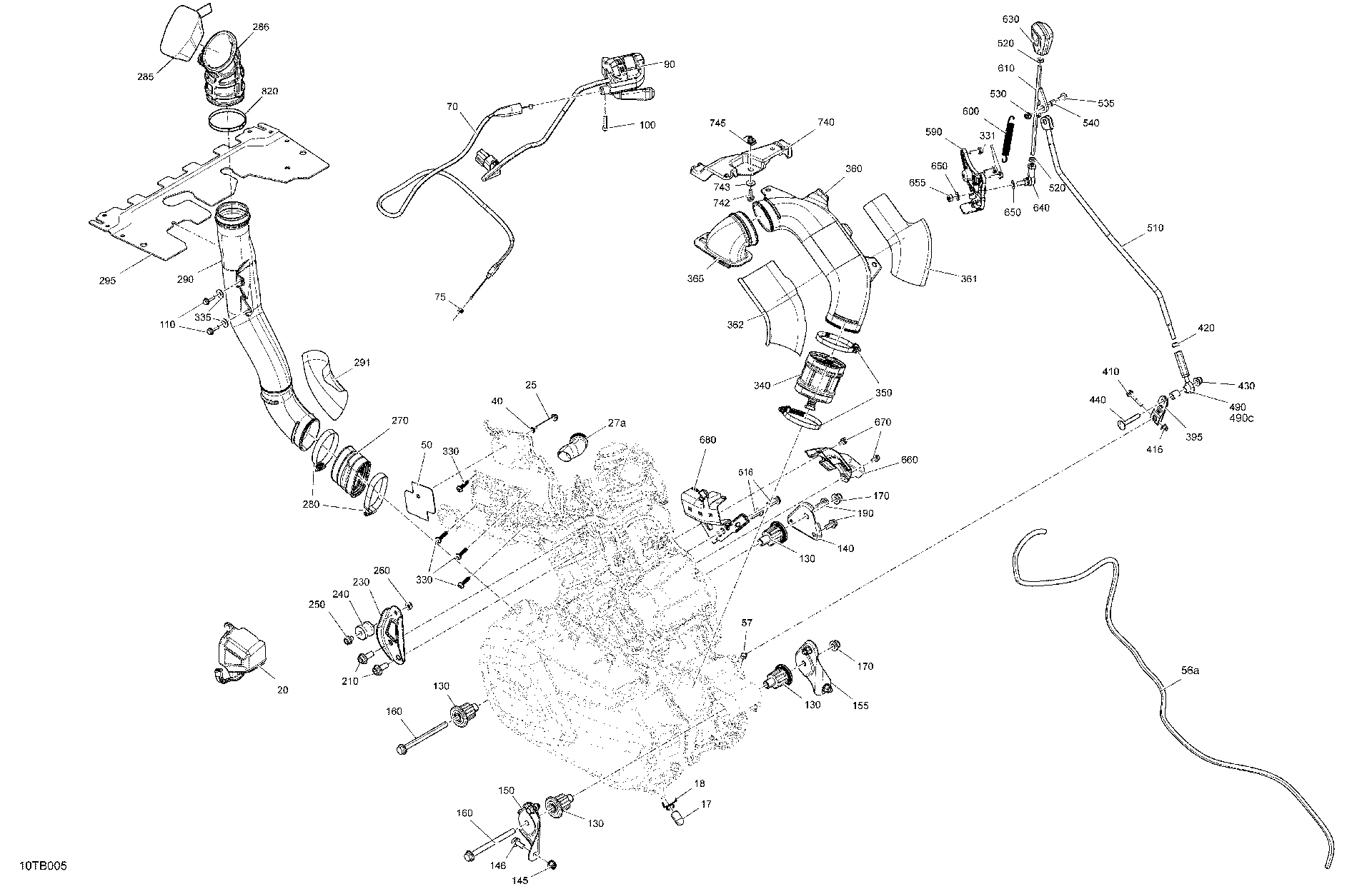 An Image of a Genuine Can-Am Parts Schematic Diagram showing the schematic - ENGINE - SYSTEM
