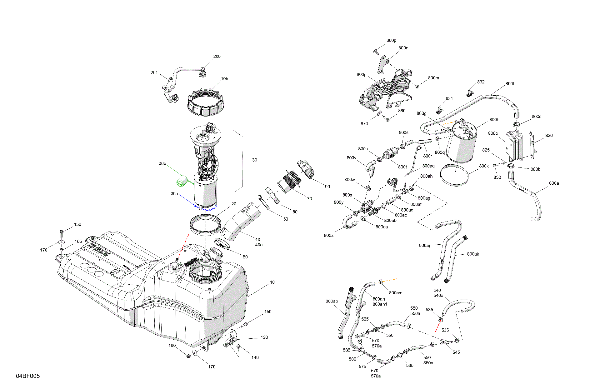 An Image of a Genuine Can-Am Parts Schematic Diagram showing the schematic - ENGINE - FUEL