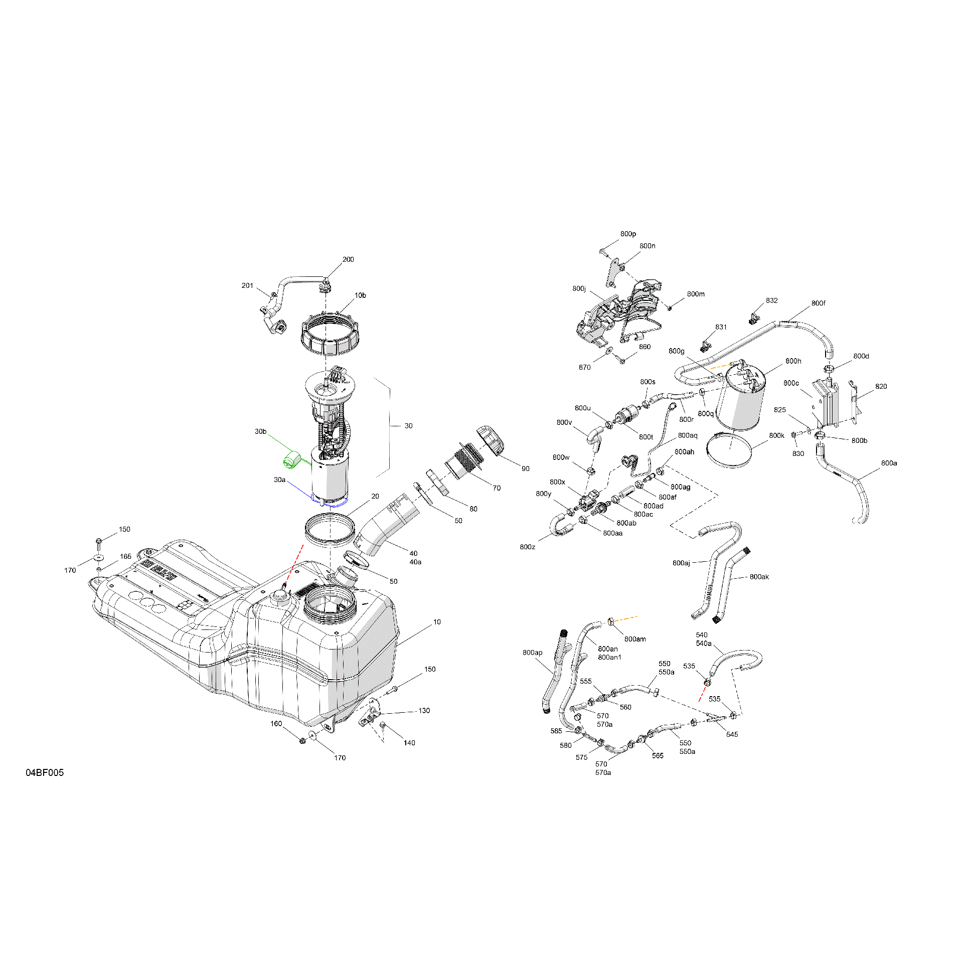 An Image of a Genuine Can-Am Parts Schematic Diagram showing the schematic - ENGINE - FUEL
