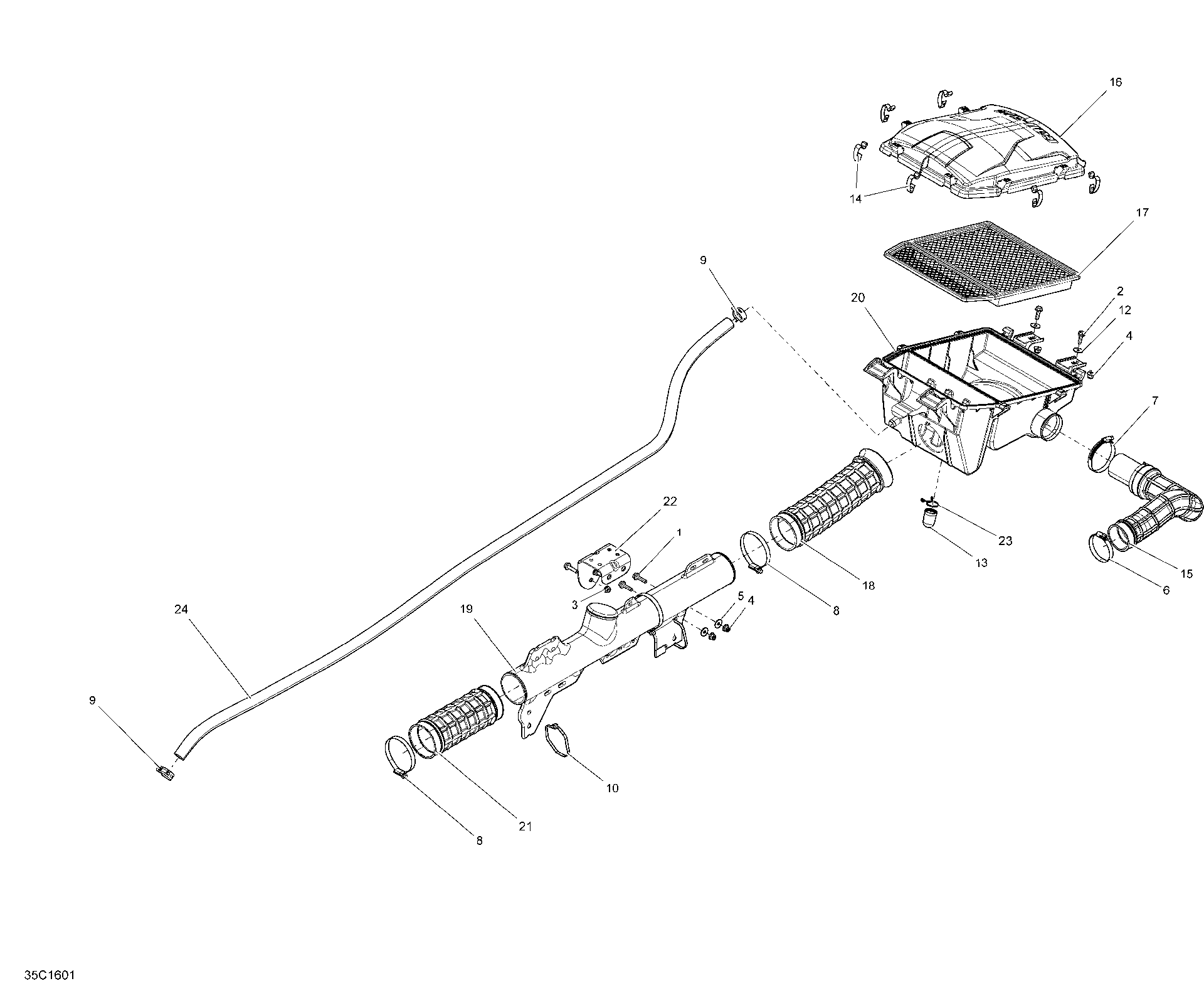 An Image of a Genuine Can-Am Parts Schematic Diagram showing the schematic - AIR INTAKE