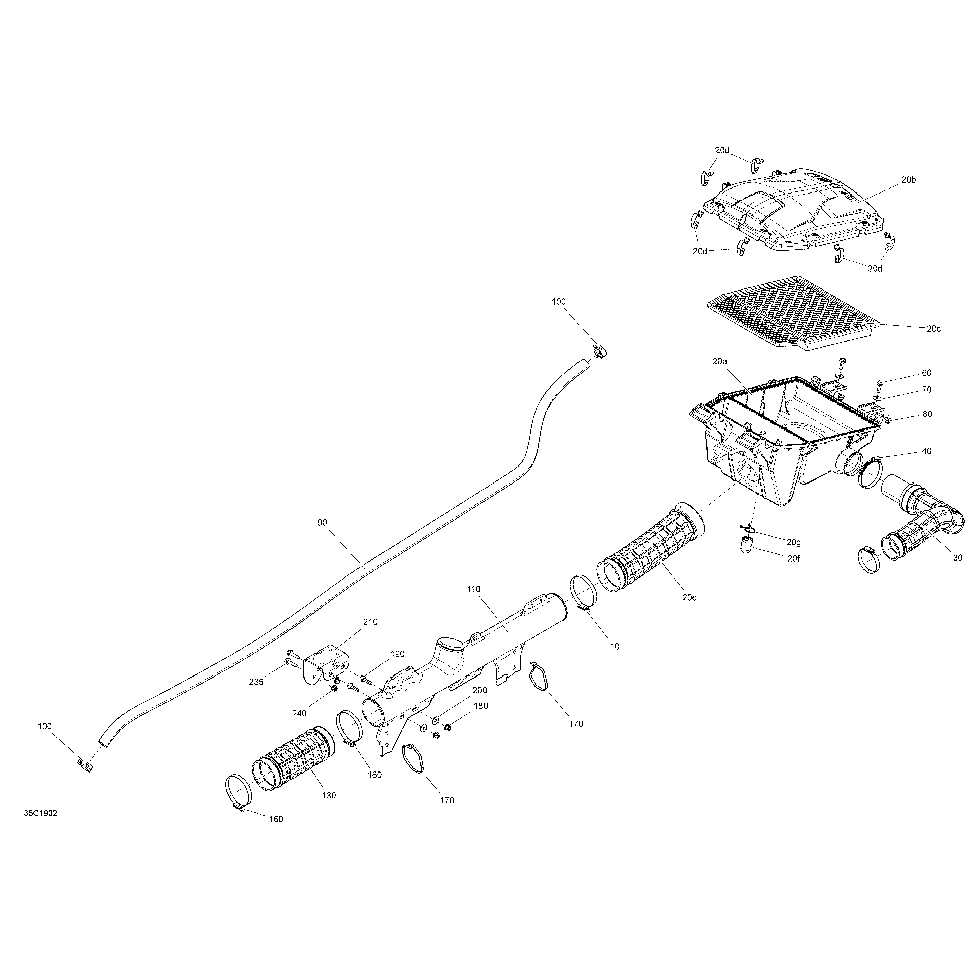 An Image of a Genuine Can-Am Parts Schematic Diagram showing the schematic - AIR INTAKE