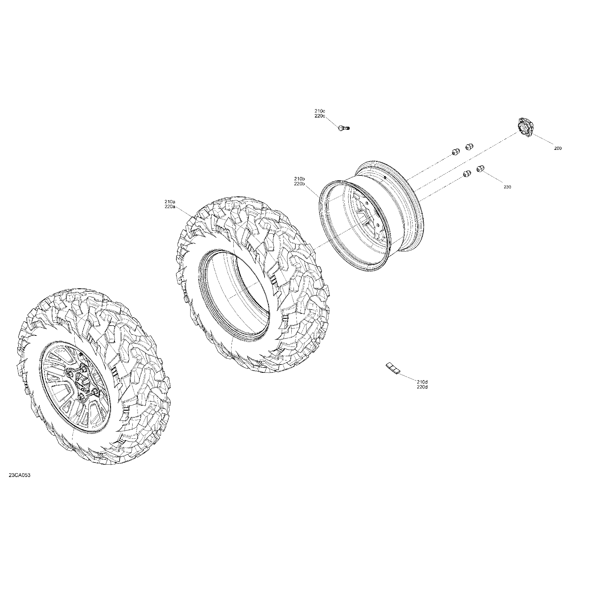 An Image of a Genuine Can-Am Parts Schematic Diagram showing the schematic - DRIVE - FRONT WHEELS - XT