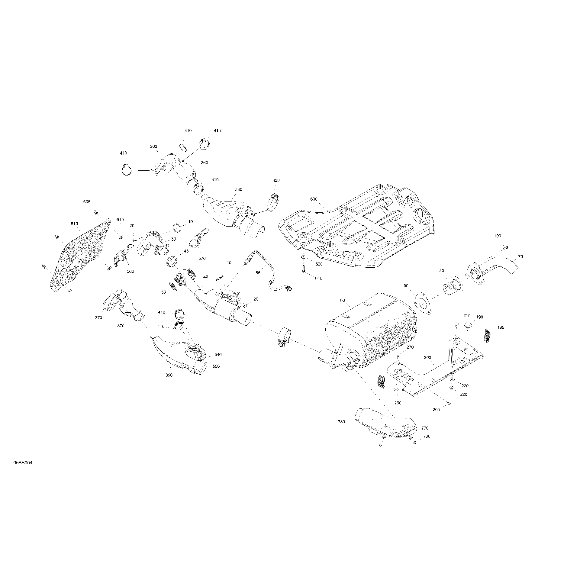An Image of a Genuine Can-Am Parts Schematic Diagram showing the schematic - ENGINE - EXHAUST
