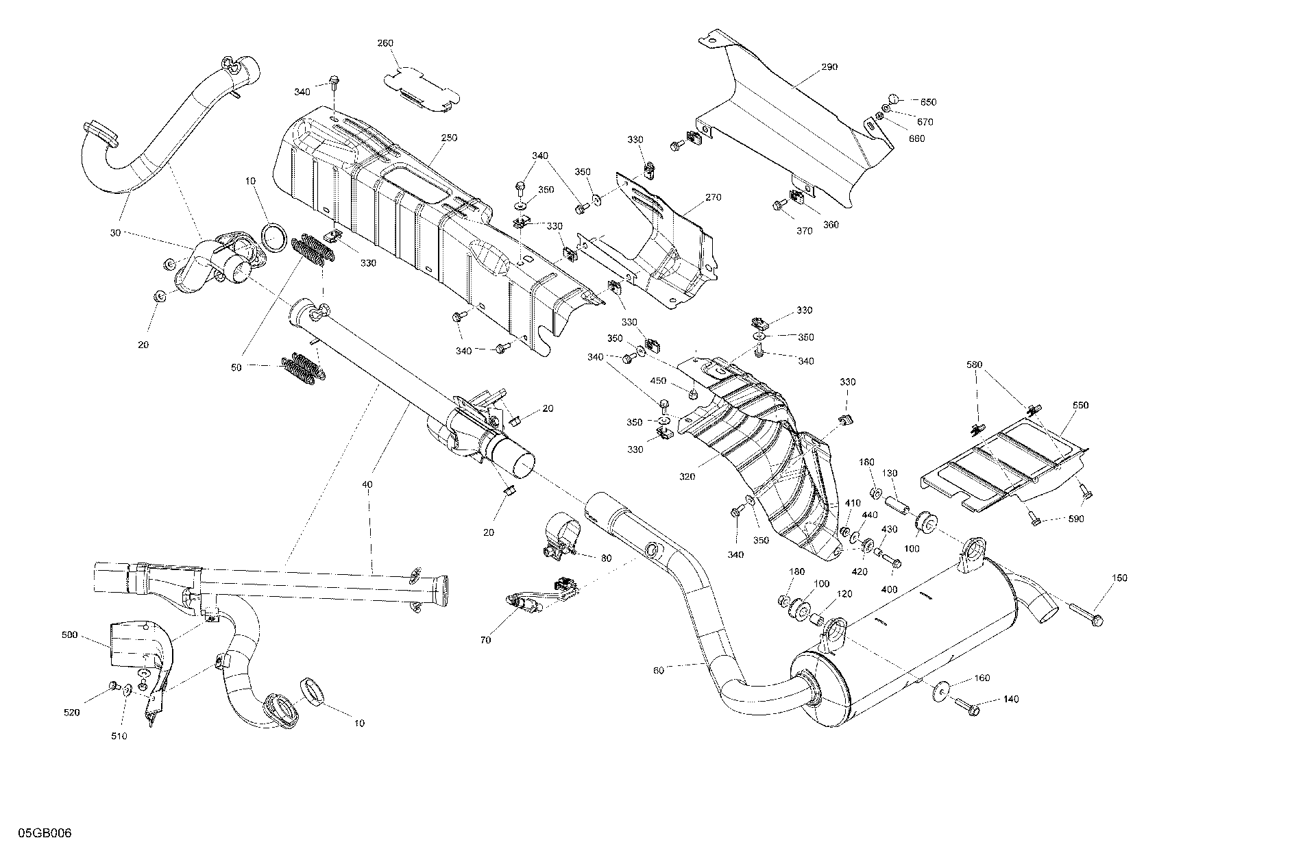 An Image of a Genuine Can-Am Parts Schematic Diagram showing the schematic - ENGINE - EXHAUST