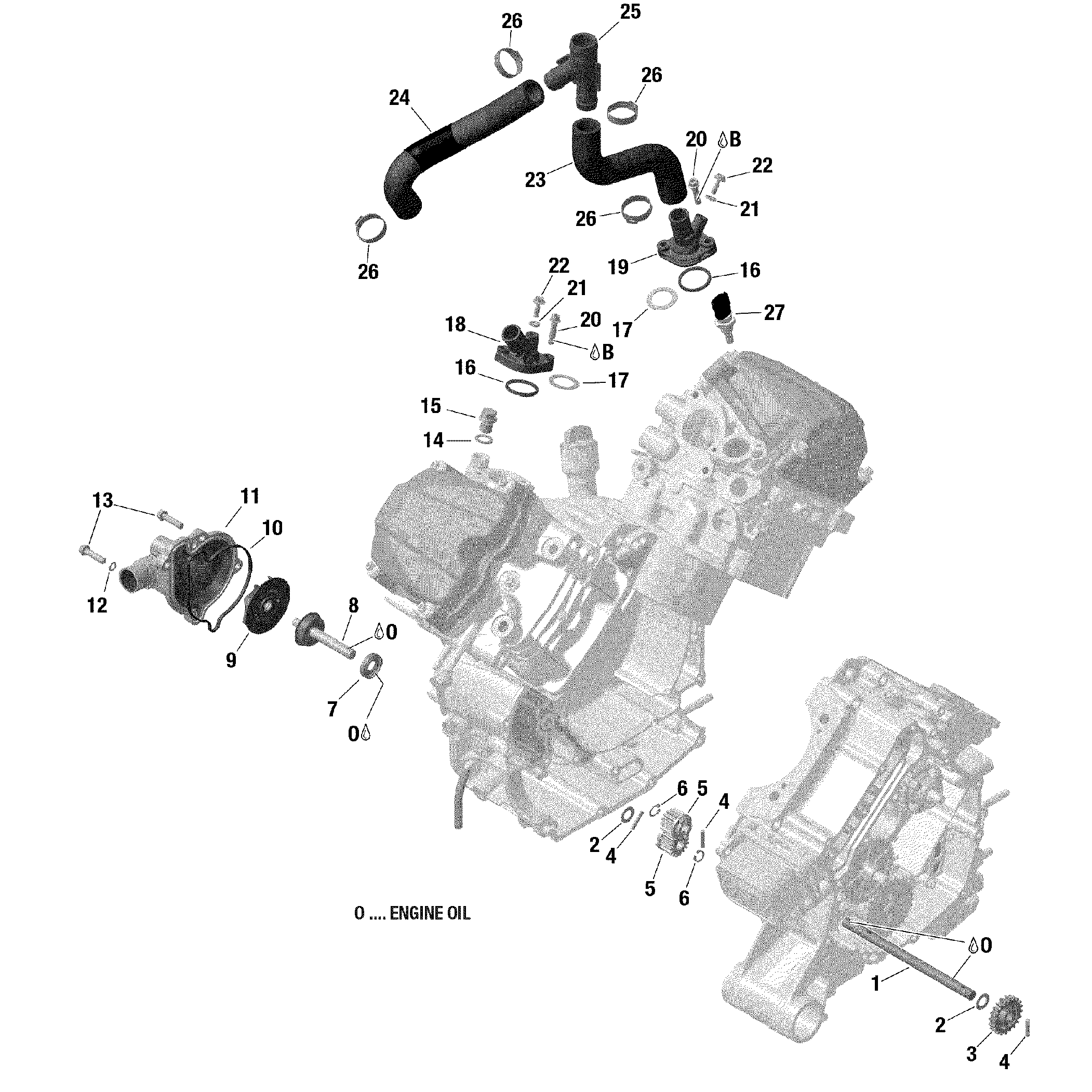 An Image of a Genuine Can-Am Parts Schematic Diagram showing the schematic - ENGINE COOLING