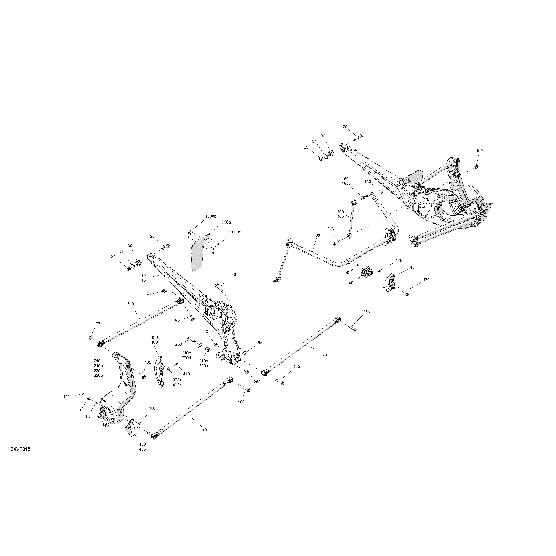 An Image of a Genuine Can-Am Parts Schematic Diagram showing the schematic - SUSPENSION - REAR COMPONENTS