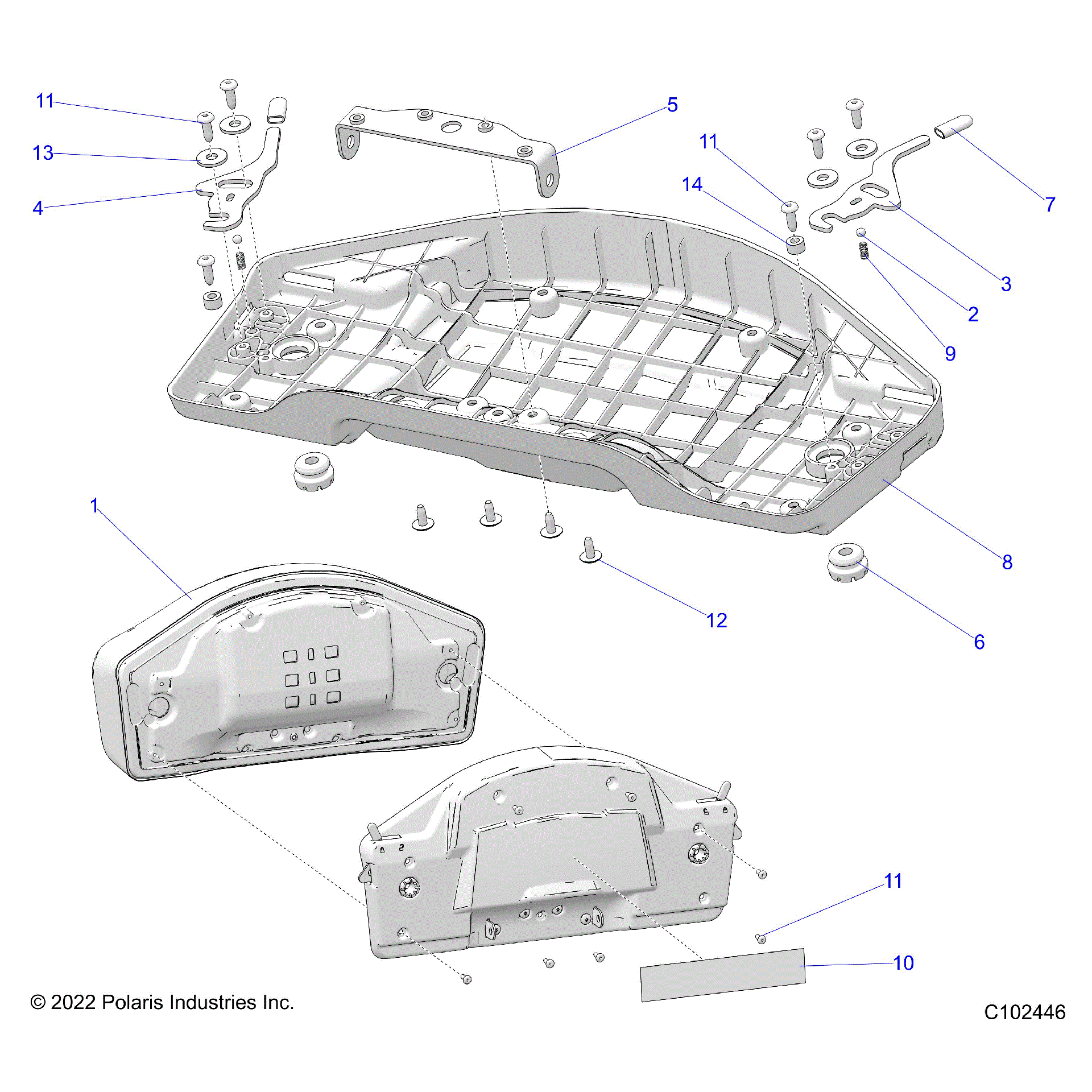An Image of a Genuine Polaris Parts Schematic Diagram showing the schematic - BODY: SEAT PASSENGER BOTTOM - 2026 POLARIS SPORTSMAN 570 X2 EPS