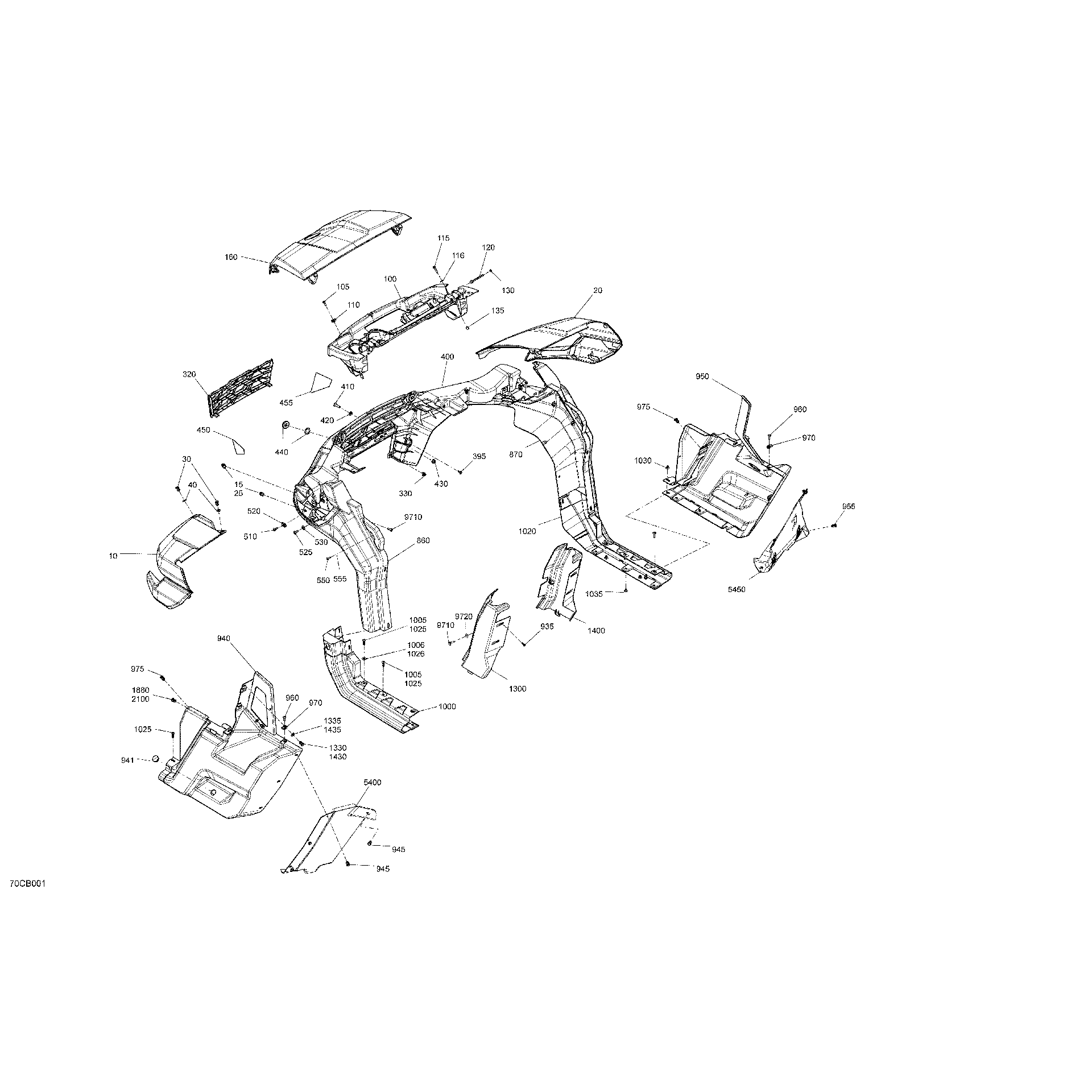 An Image of a Genuine Can-Am Parts Schematic Diagram showing the schematic - BODY - SYSTEM