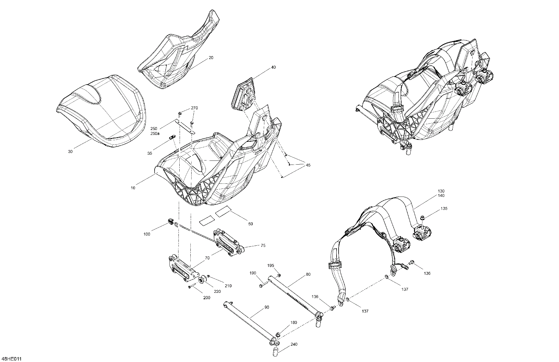 An Image of a Genuine Can-Am Parts Schematic Diagram showing the schematic - BODY - SEAT