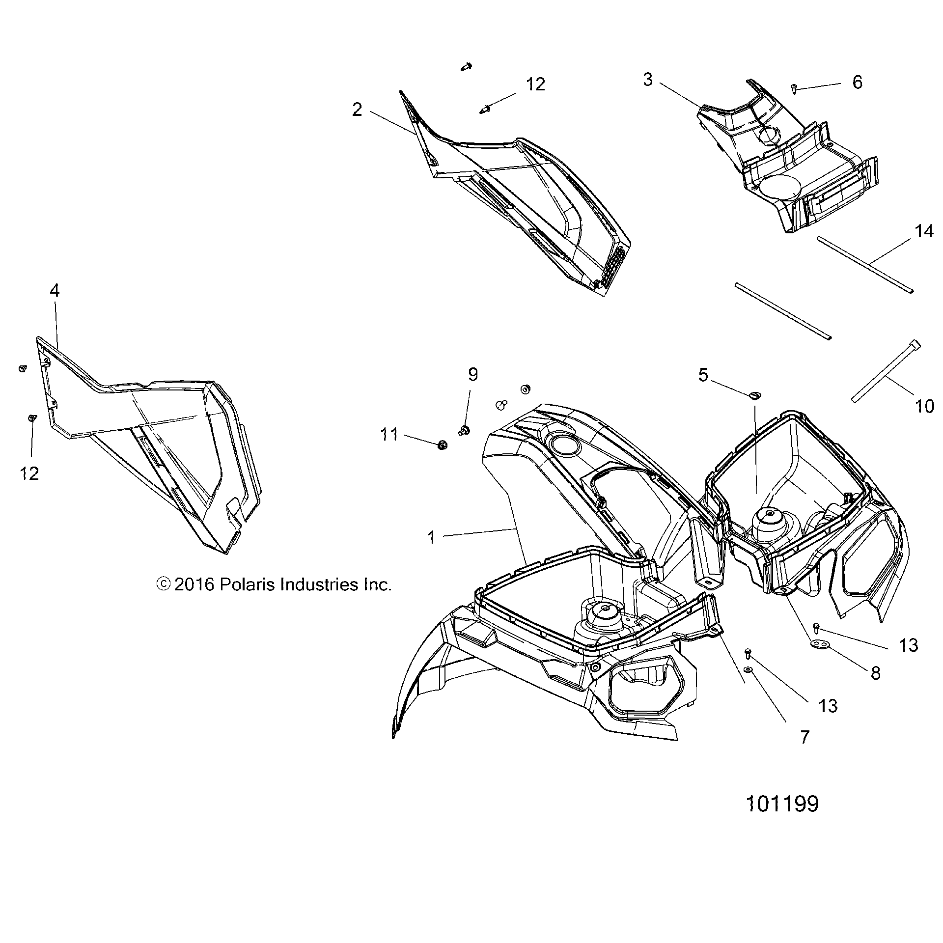 An Image of a Genuine Polaris Parts Schematic Diagram showing the schematic - BODY: FRONT CAB and SIDE PANELS - 2017 POLARIS SPORTSMAN TOURING 570 SP