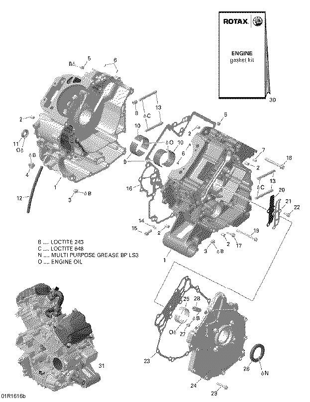 An Image of a Genuine Can-Am Parts Schematic Diagram showing the schematic - CRANKCASE - 650 EFI (PACKAGE PRO)