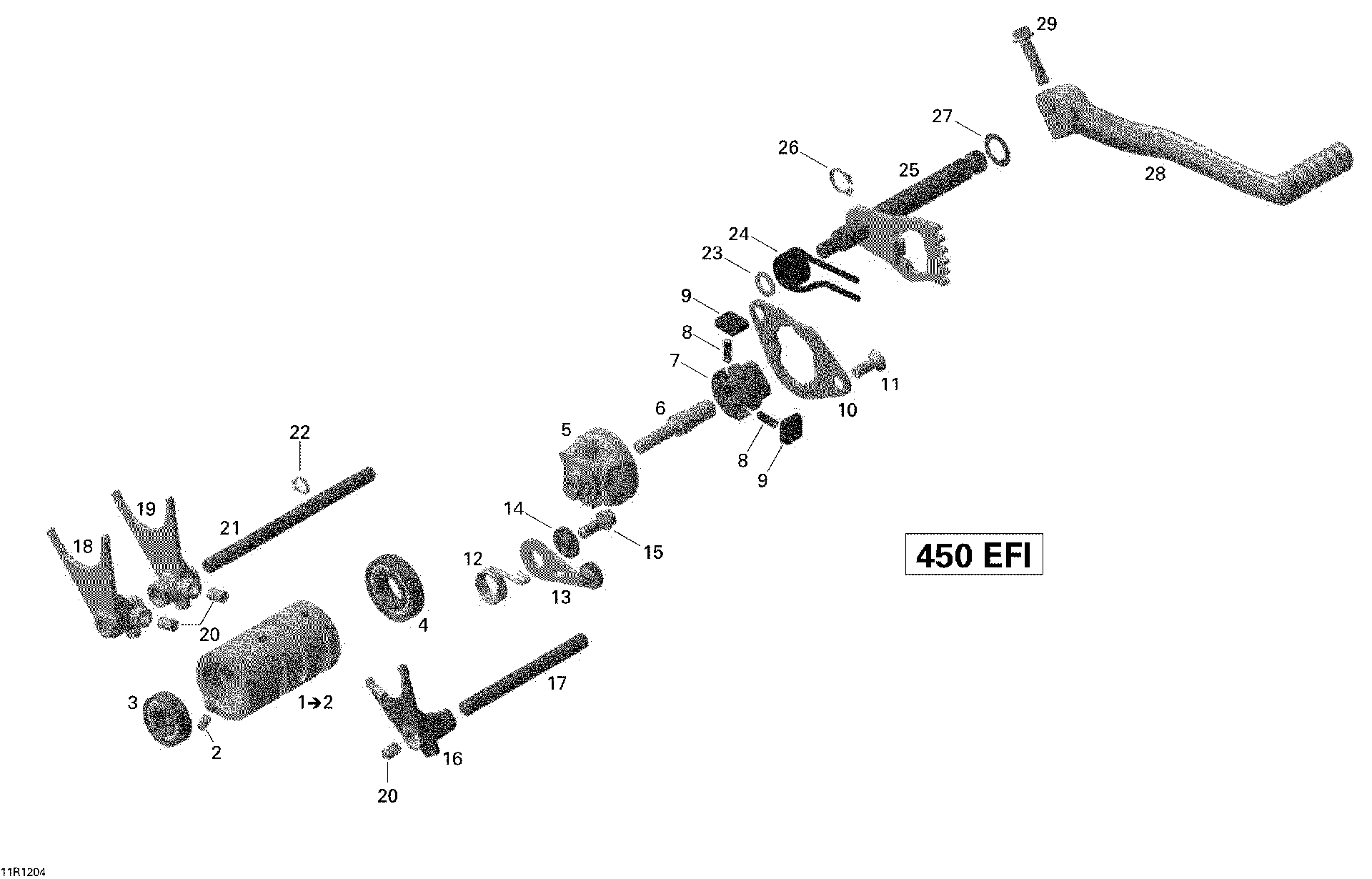 An Image of a Genuine Can-Am Parts Schematic Diagram showing the schematic - SHIFTING