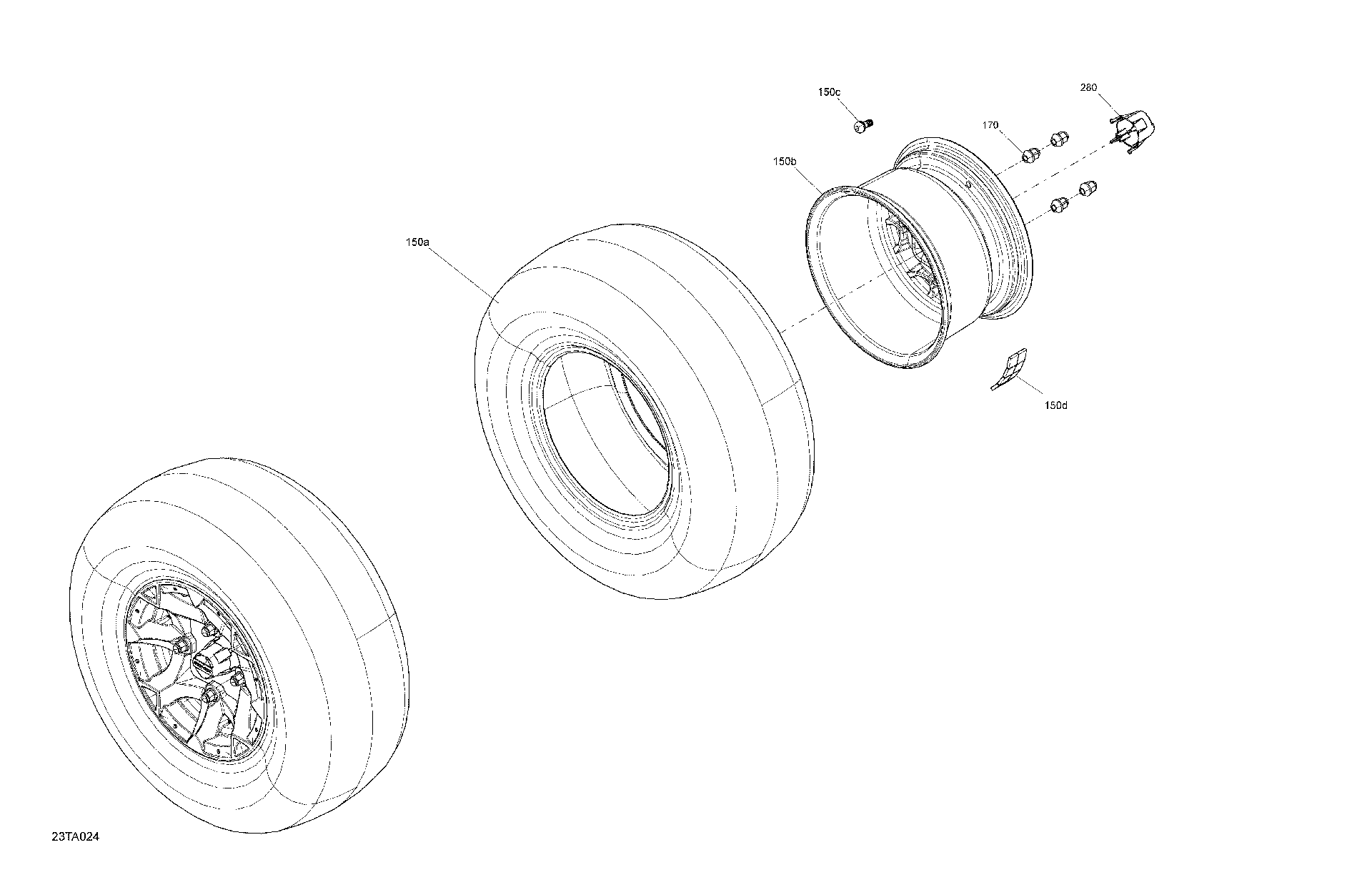 An Image of a Genuine Can-Am Parts Schematic Diagram showing the schematic - DRIVE - REAR WHEELS - STD