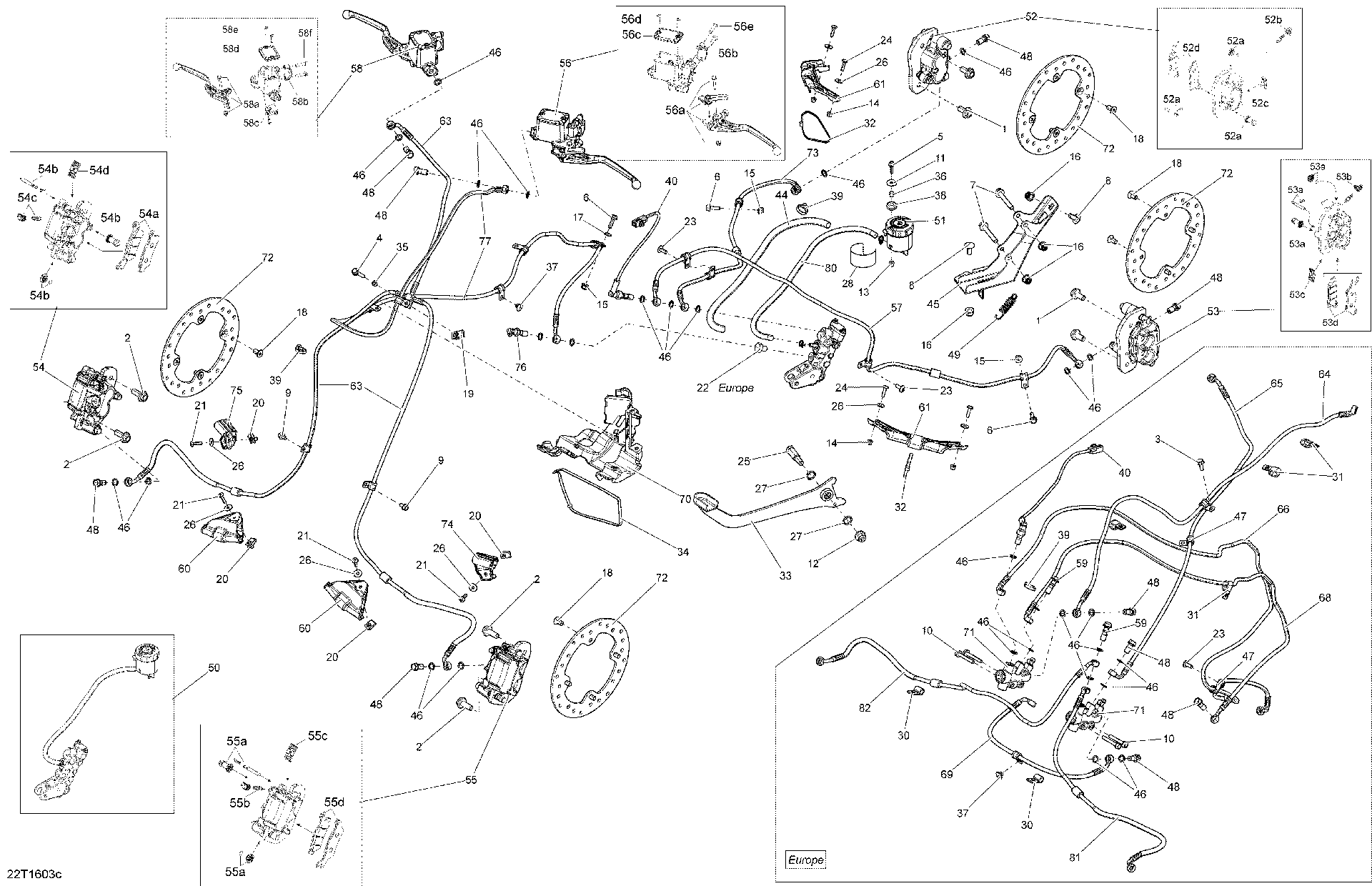 An Image of a Genuine Can-Am Parts Schematic Diagram showing the schematic - BRAKES