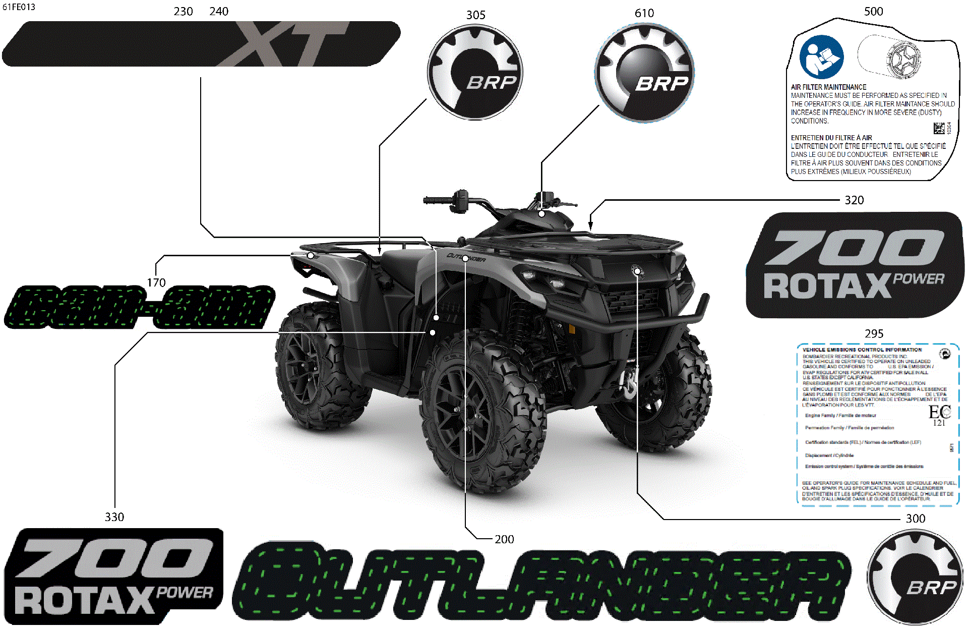 An Image of a Genuine Can-Am Parts Schematic Diagram showing the schematic - BODY - FEATURE DECALS