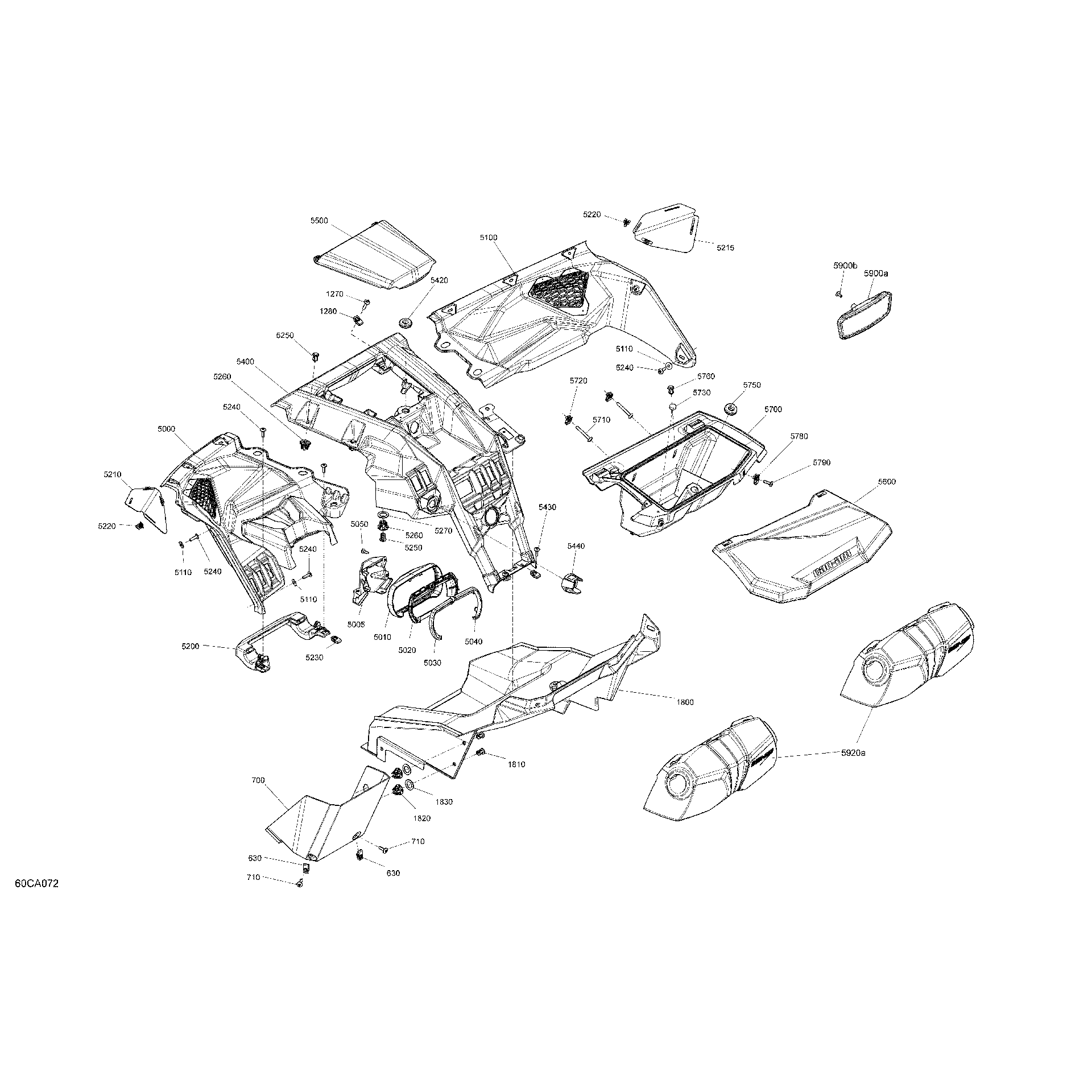 An Image of a Genuine Can-Am Parts Schematic Diagram showing the schematic - BODY - CAB INTERIOR - DASHBOARD