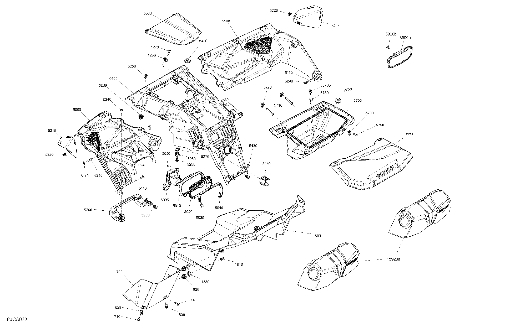 An Image of a Genuine Can-Am Parts Schematic Diagram showing the schematic - BODY - CAB INTERIOR - DASHBOARD