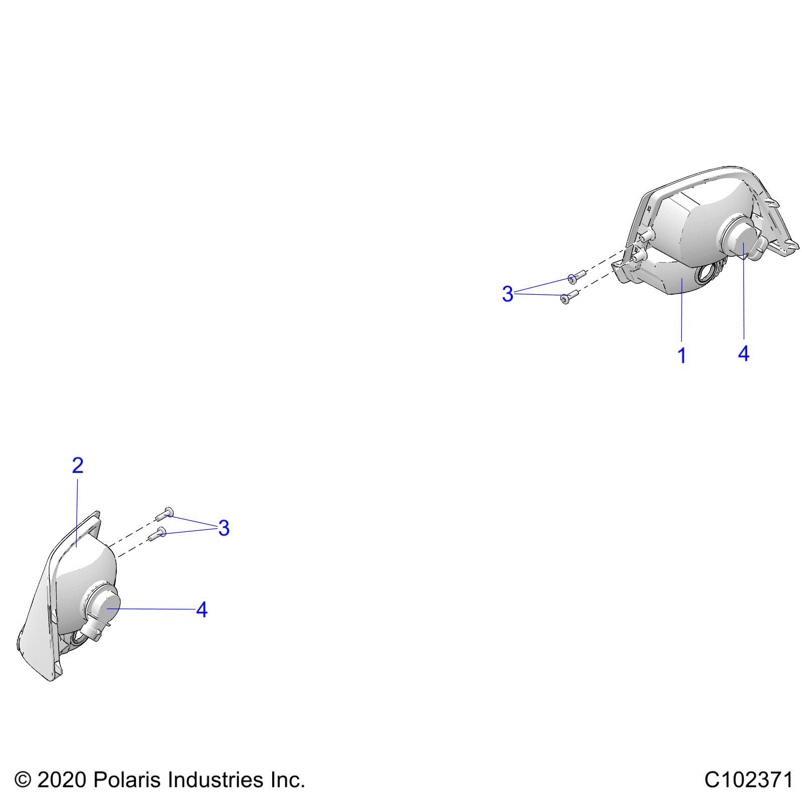 An Image of a Genuine Polaris Parts Schematic Diagram showing the schematic - ELECTRICAL: TAILLIGHTS - 2025 POLARIS SPORTSMAN TOURING 570 X2 EPS