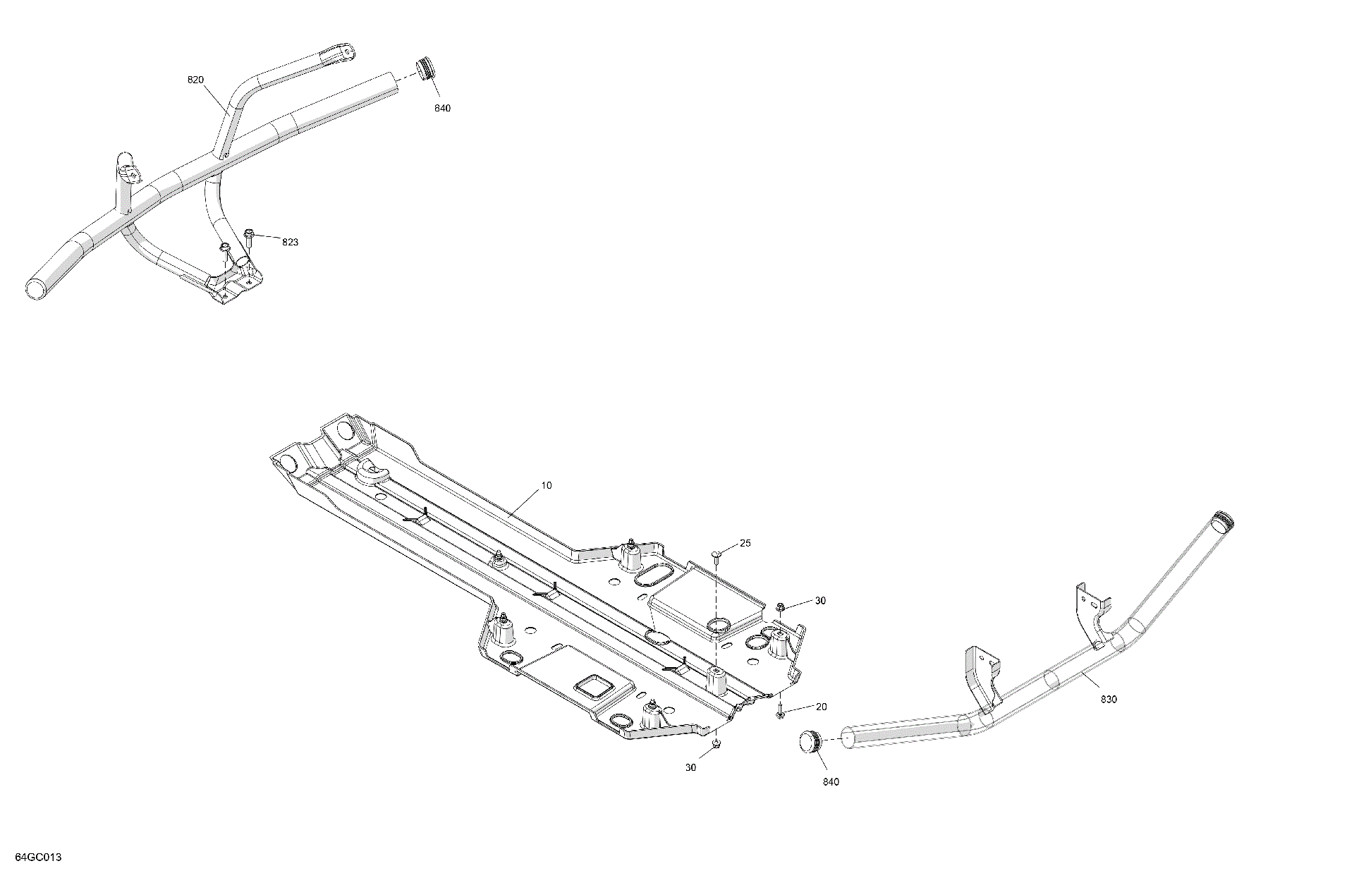 An Image of a Genuine Can-Am Parts Schematic Diagram showing the schematic - BODY - SKID PLATE AND BUMPER