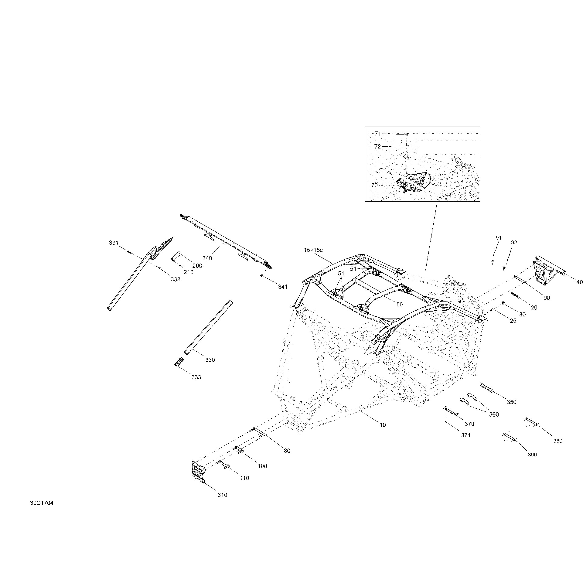 An Image of a Genuine Can-Am Parts Schematic Diagram showing the schematic - FRAME