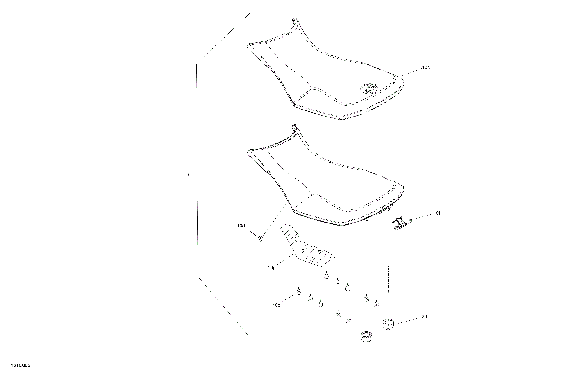 An Image of a Genuine Can-Am Parts Schematic Diagram showing the schematic - BODY - SEAT