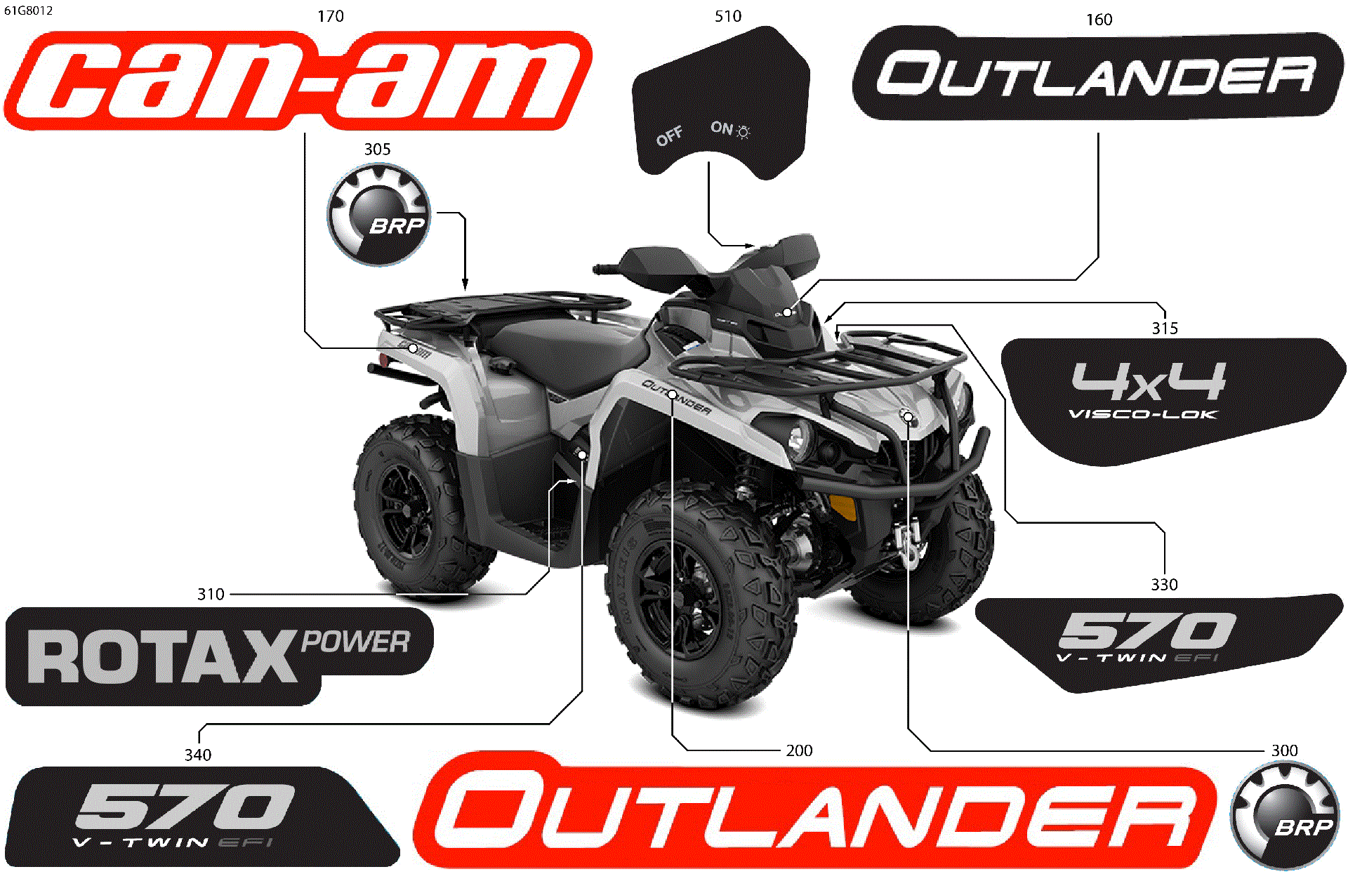 An Image of a Genuine Can-Am Parts Schematic Diagram showing the schematic - BODY - FEATURE DECALS