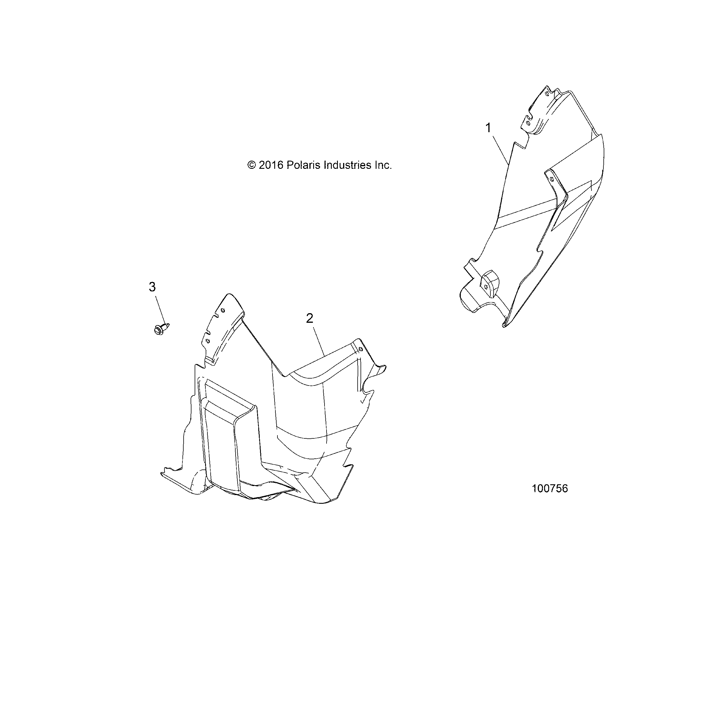 An Image of a Genuine Polaris Parts Schematic Diagram showing the schematic - BODY: FRONT MUD GUARDS - 2017 POLARIS SPORTSMAN XP 1000