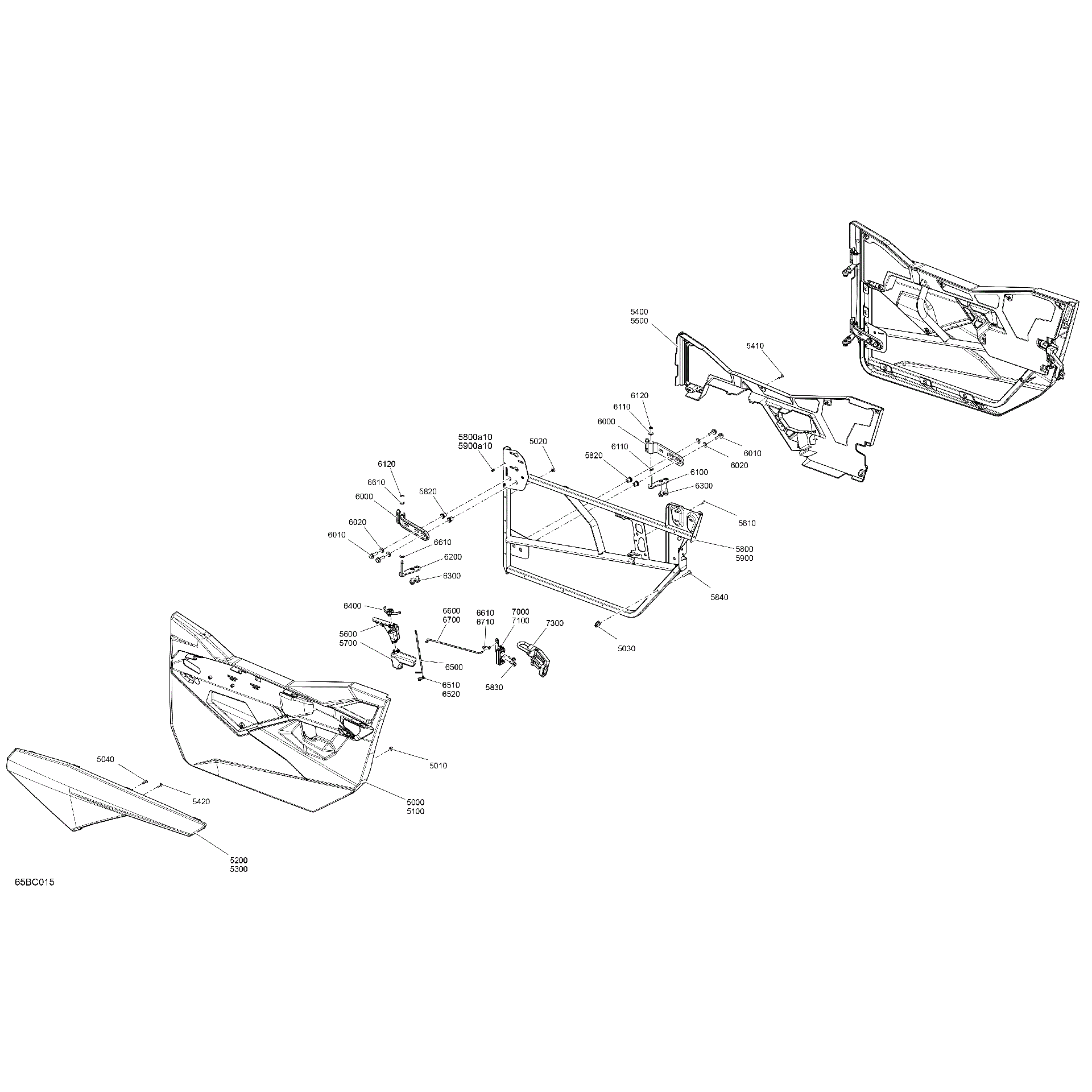 An Image of a Genuine Can-Am Parts Schematic Diagram showing the schematic - ENCLOSURE CAB - DOORS