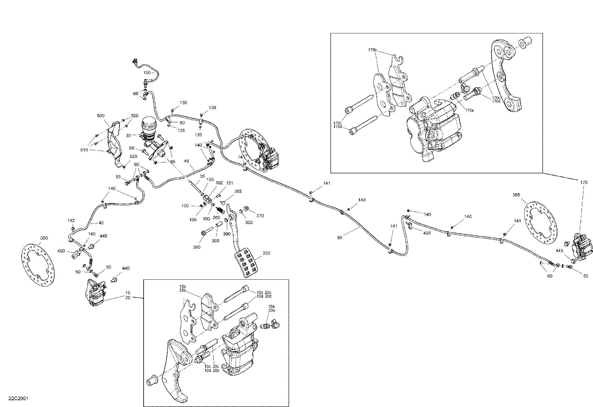 An Image of a Genuine Can-Am Parts Schematic Diagram showing the schematic - BRAKES