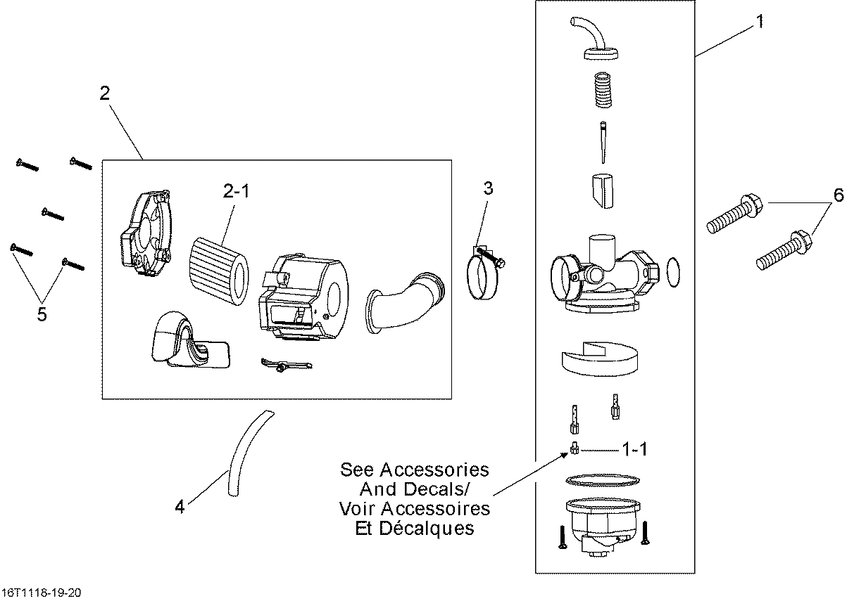 An Image of a Genuine Can-Am Parts Schematic Diagram showing the schematic - CARBURETOR AND AIR CLEANER