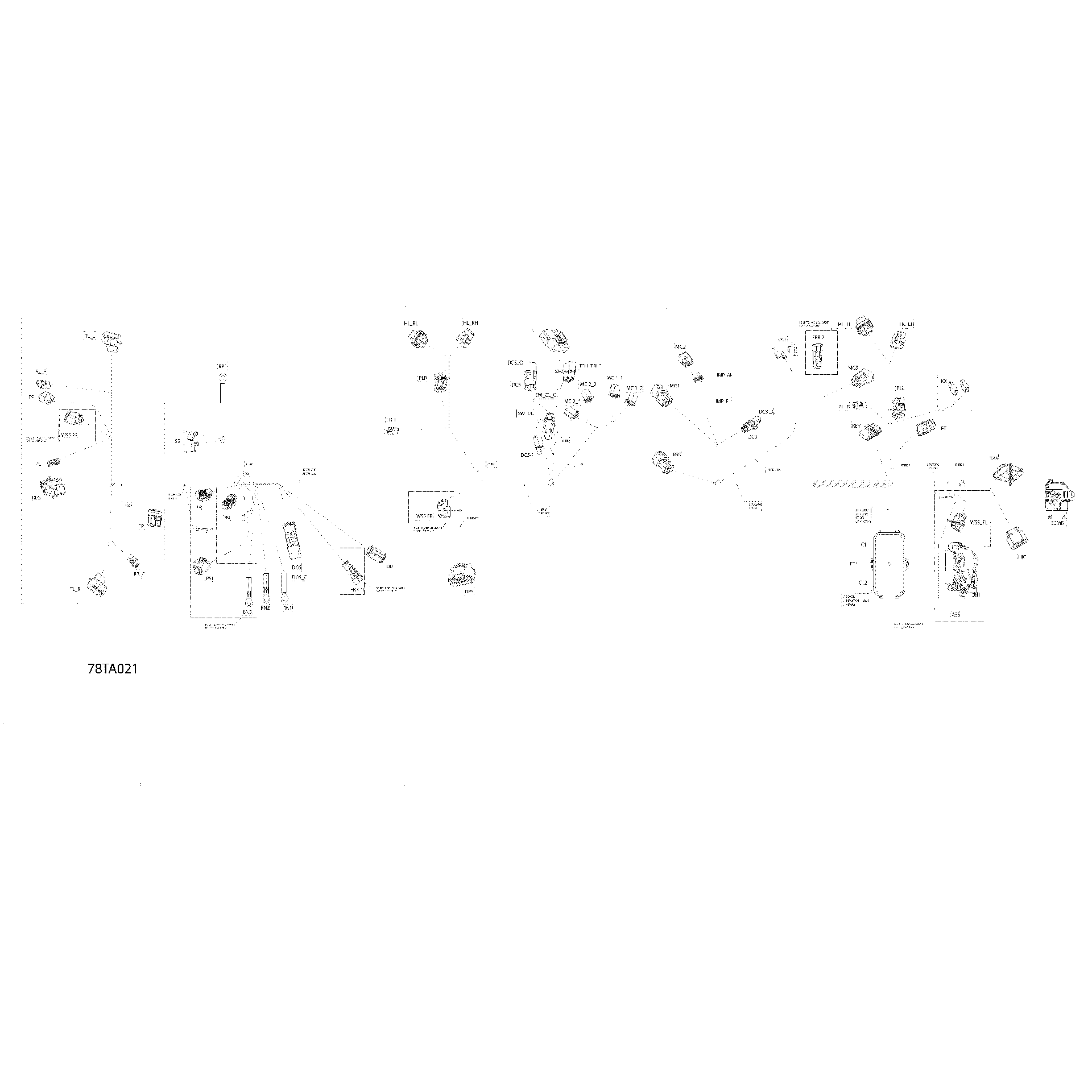 An Image of a Genuine Can-Am Parts Schematic Diagram showing the schematic - ELECTRIC - MAIN HARNESS - 710007270 - EPA VEHICULE - XT - XTP - NORTH EDITION
