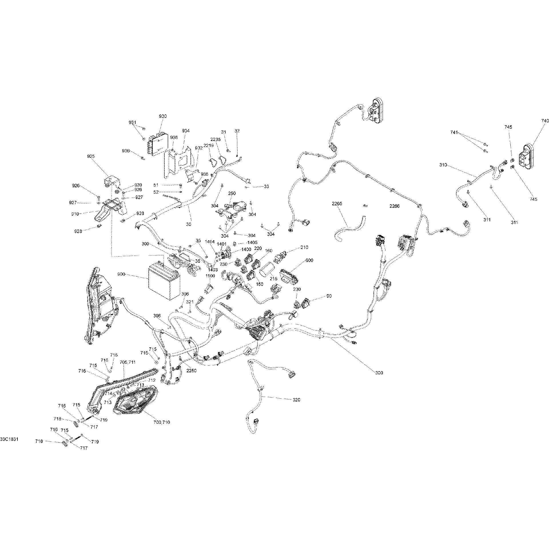 An Image of a Genuine Can-Am Parts Schematic Diagram showing the schematic - ELECTRICAL MAVERICK TRAIL