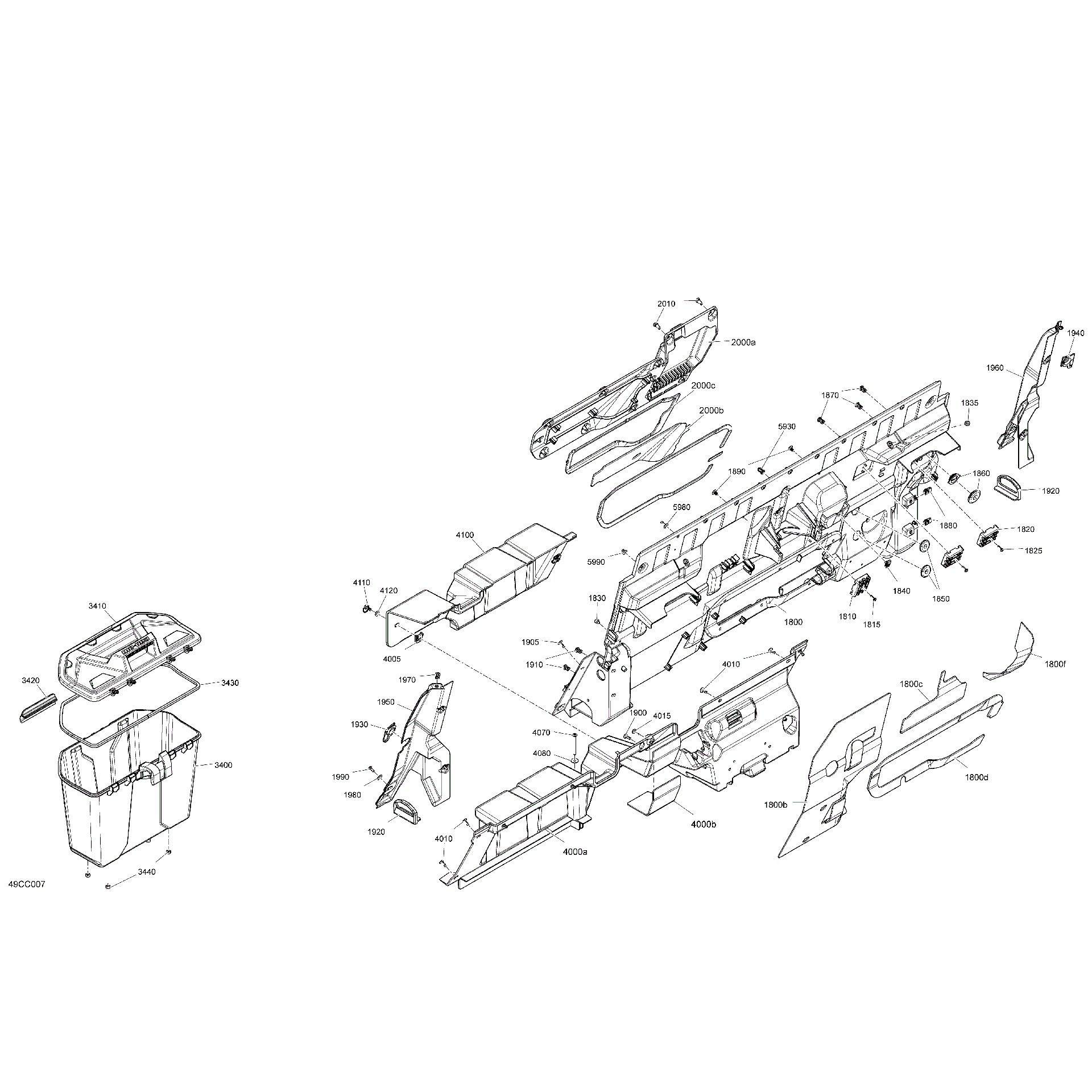 An Image of a Genuine Can-Am Parts Schematic Diagram showing the schematic - CAB INTERIOR - BACK WALL